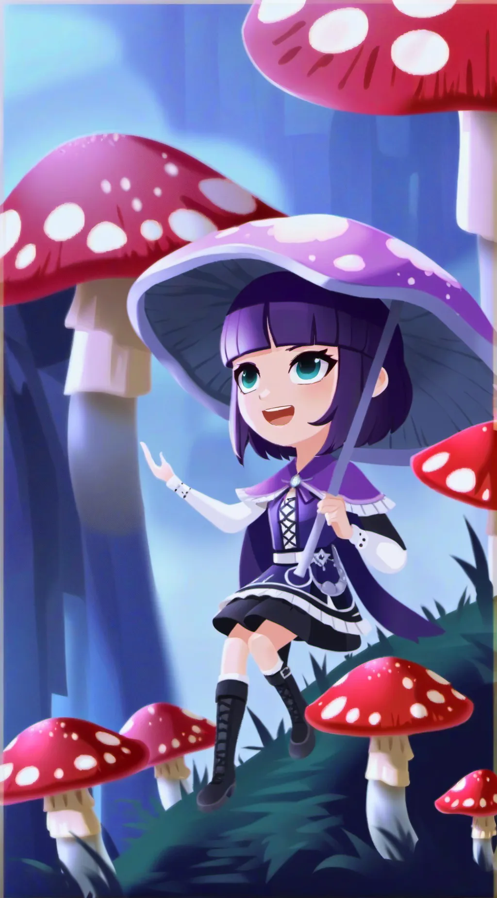 ai character: mushroom girl background