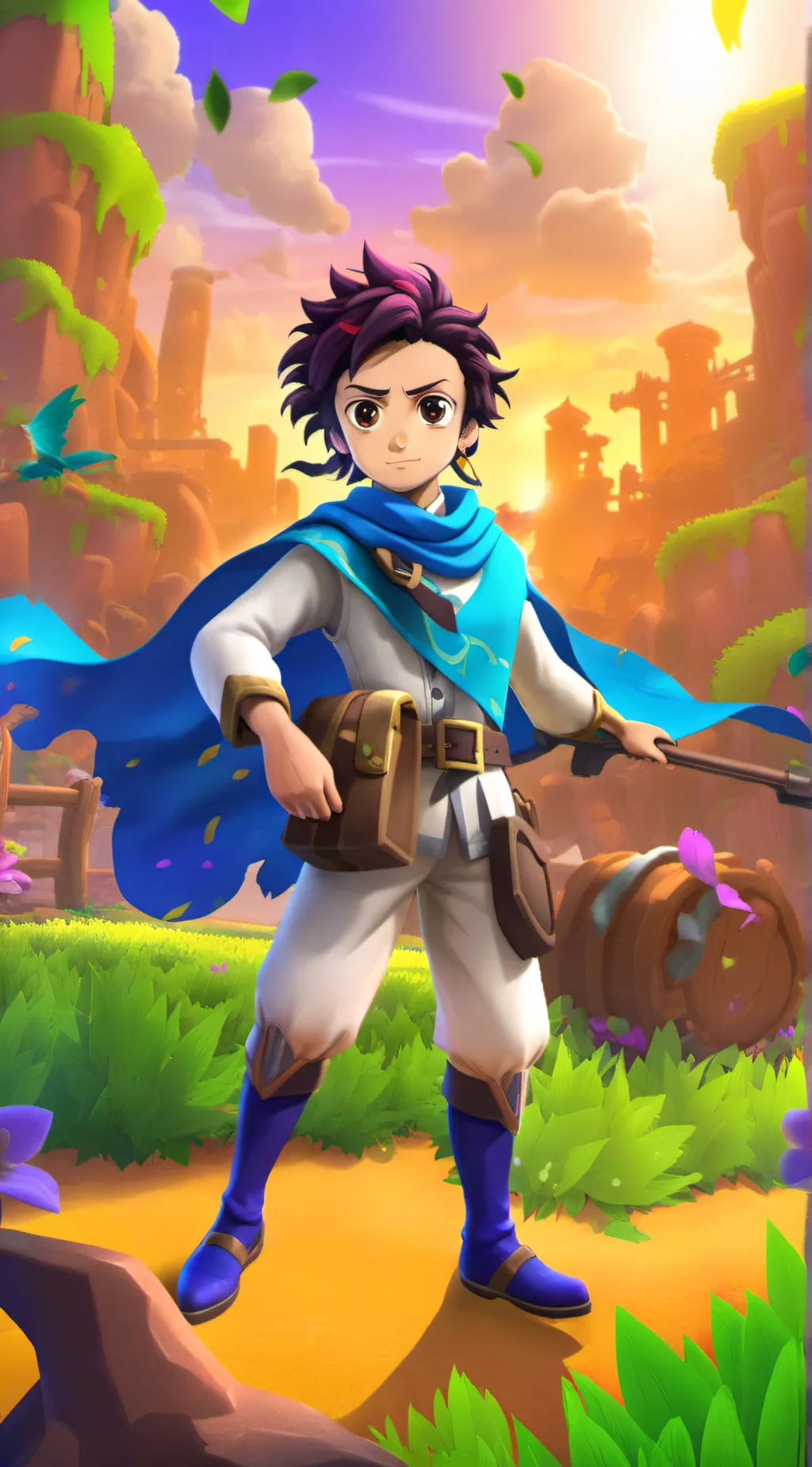 ai character: Tanjiro kamado background