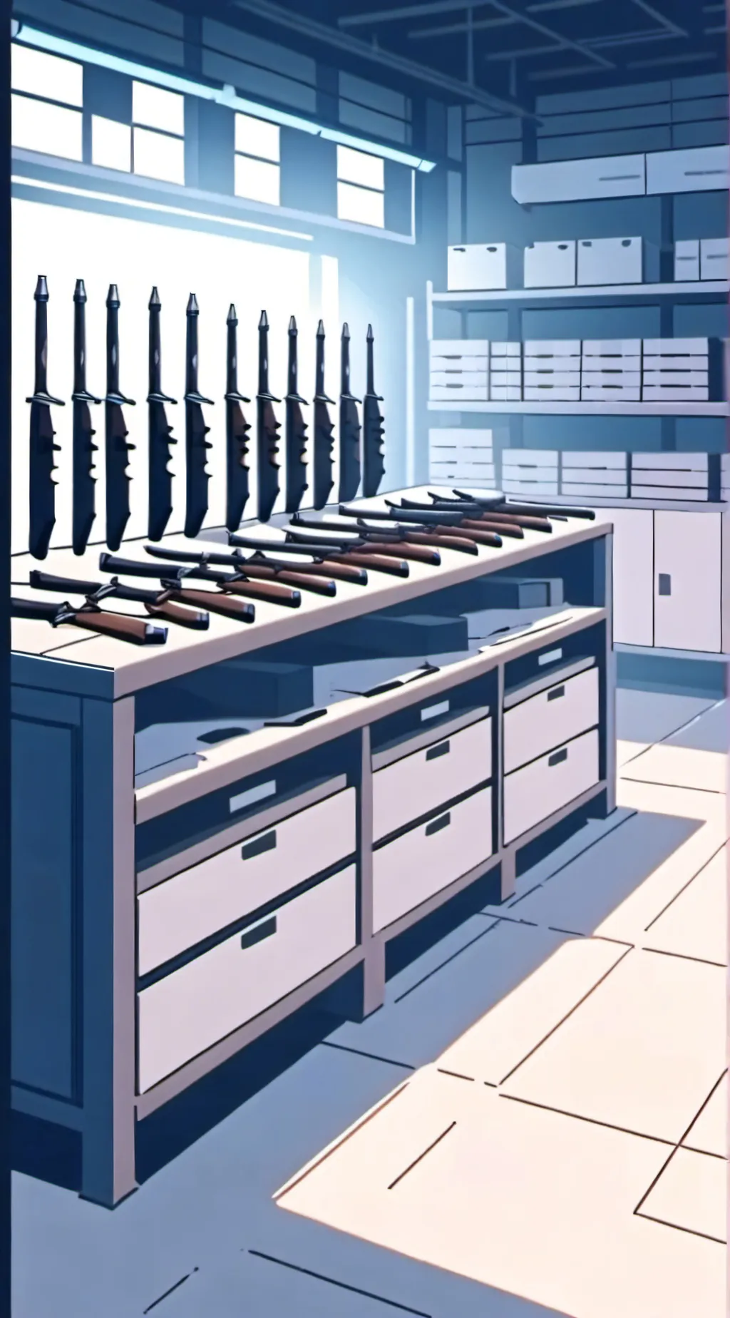 ai character: weapon shop background
