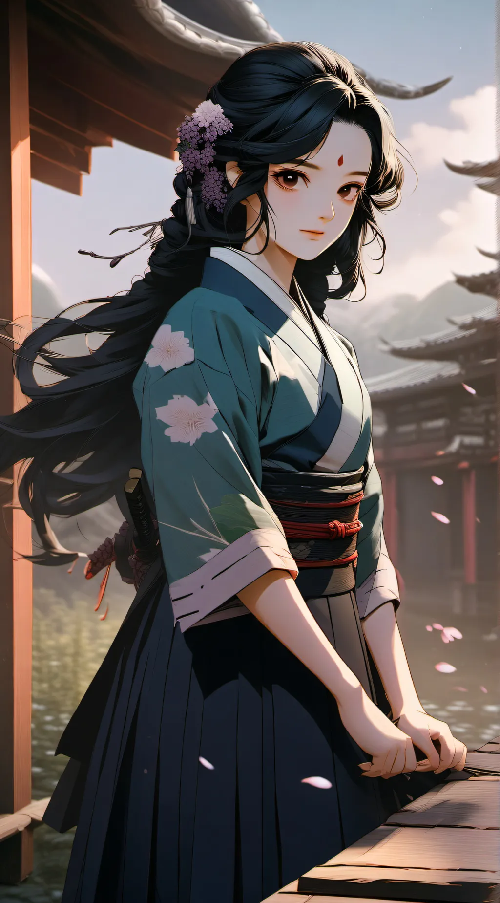 ai character: kny haori burn background