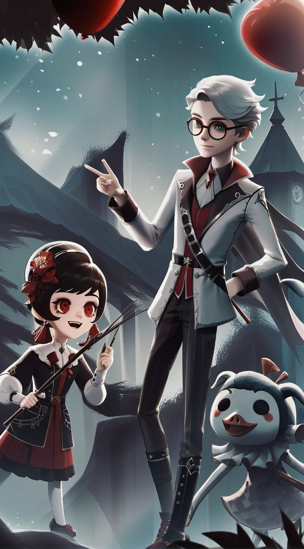 ai character: Lisa and Luke  background