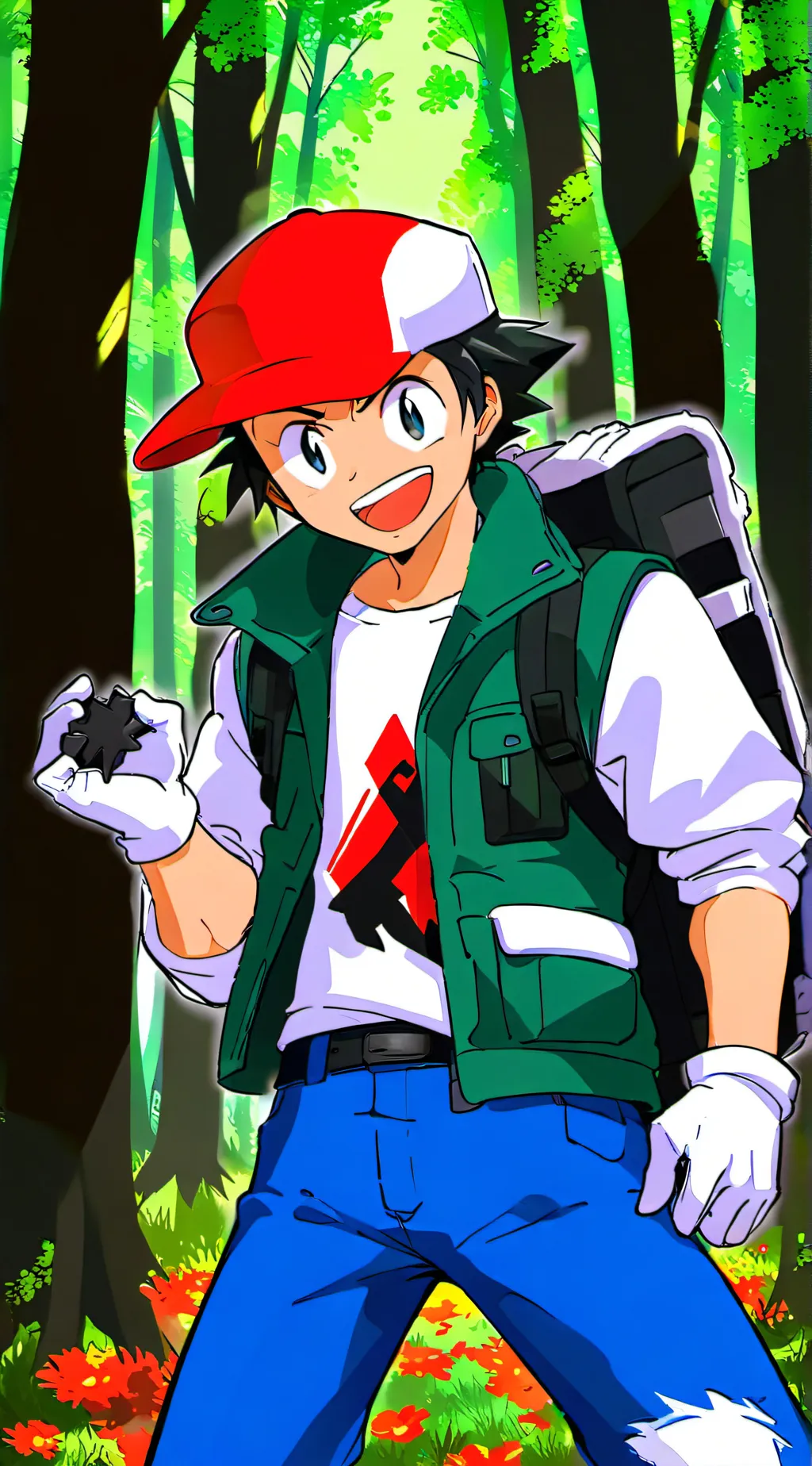 ai character: Ash-Pokémon background