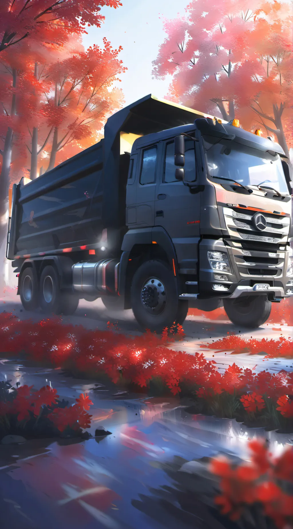 ai character: MERCEDES BENZ TRUC background