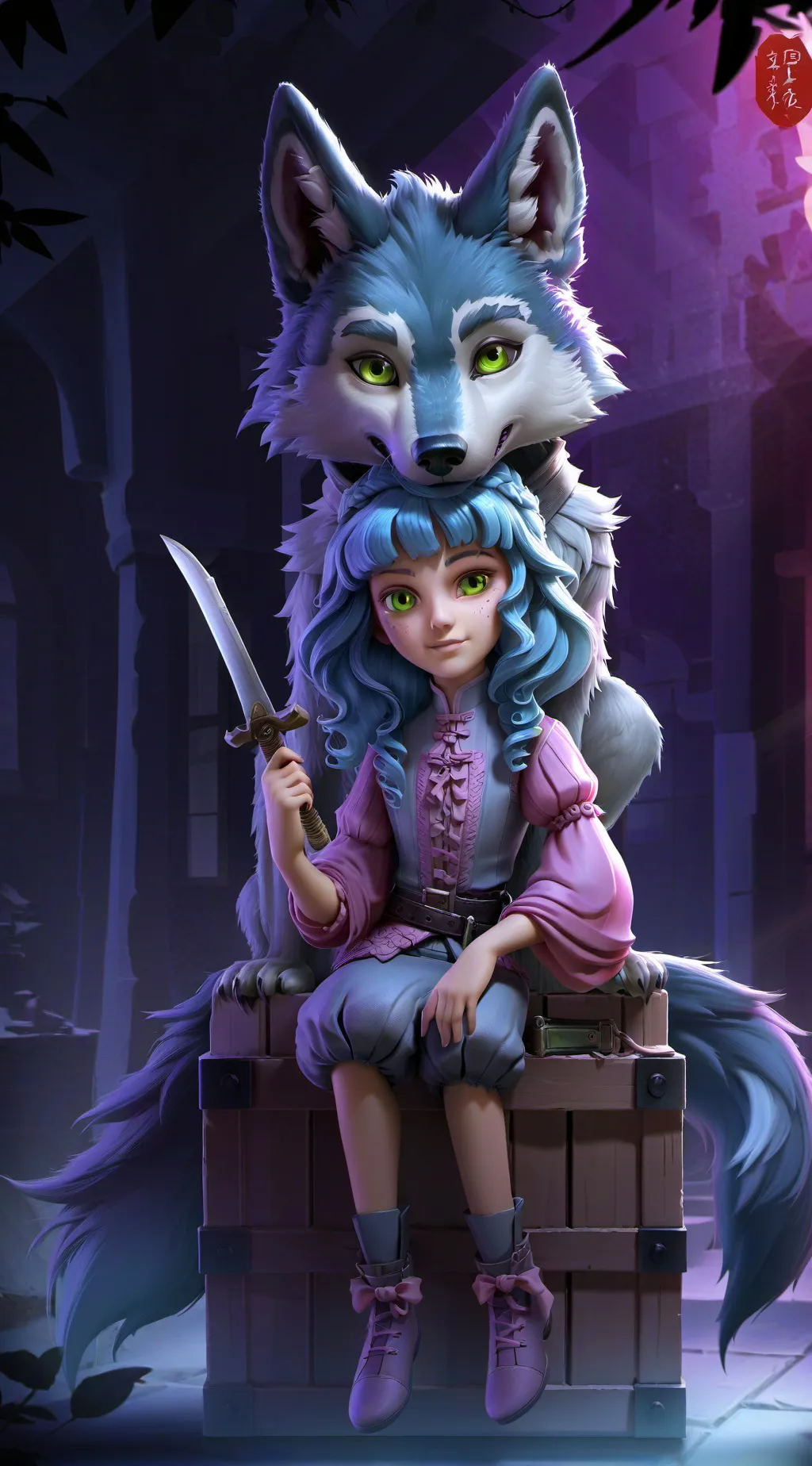 ai character: blue background