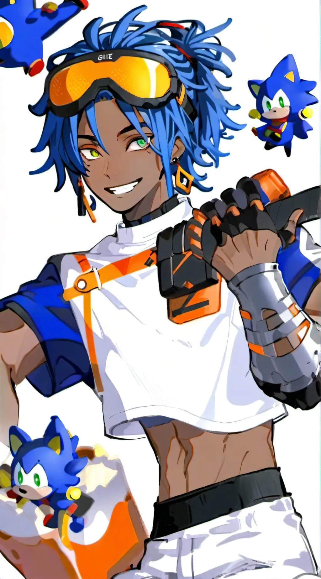 ai character: sonic as a human background