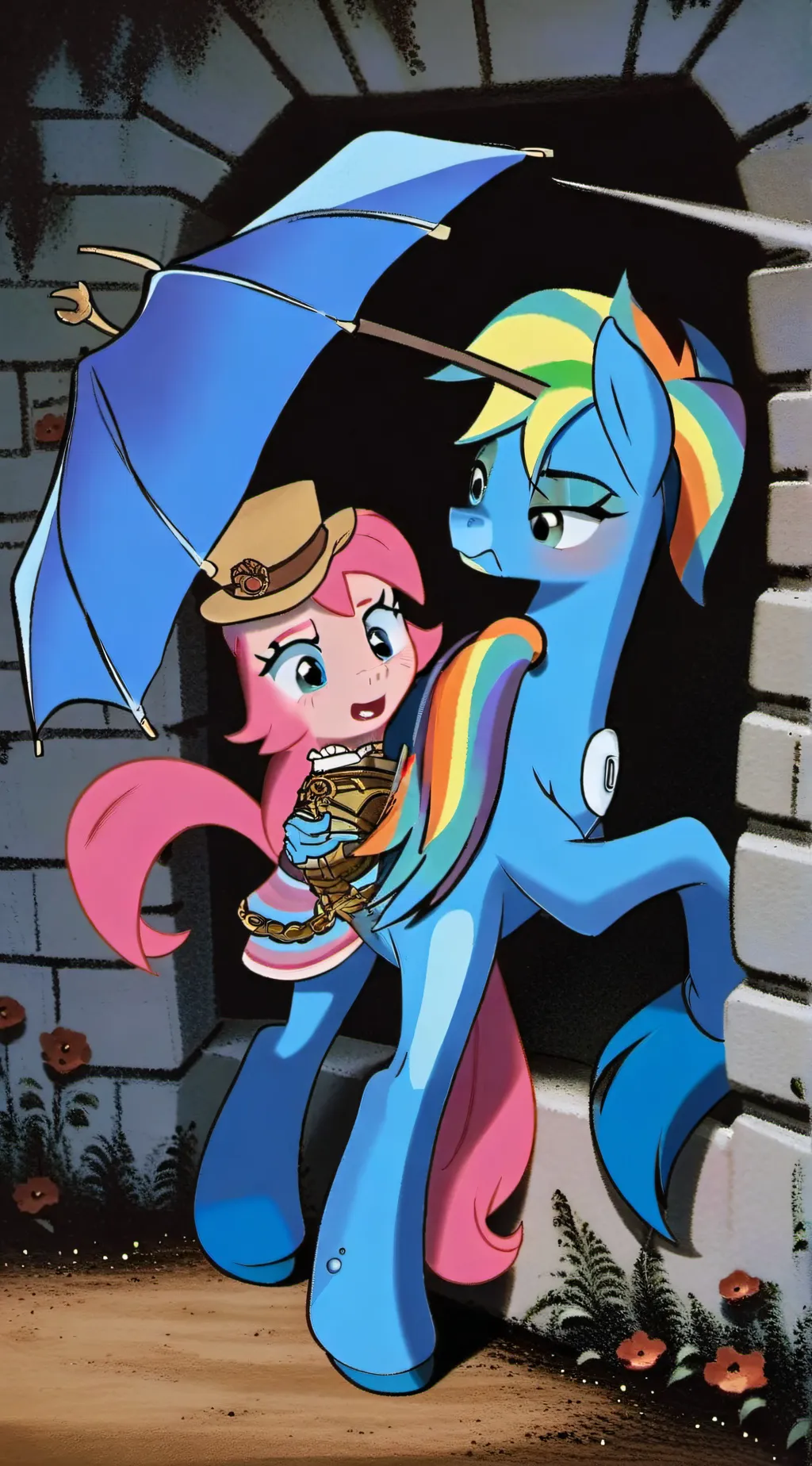 ai character: Rainbow Pie background