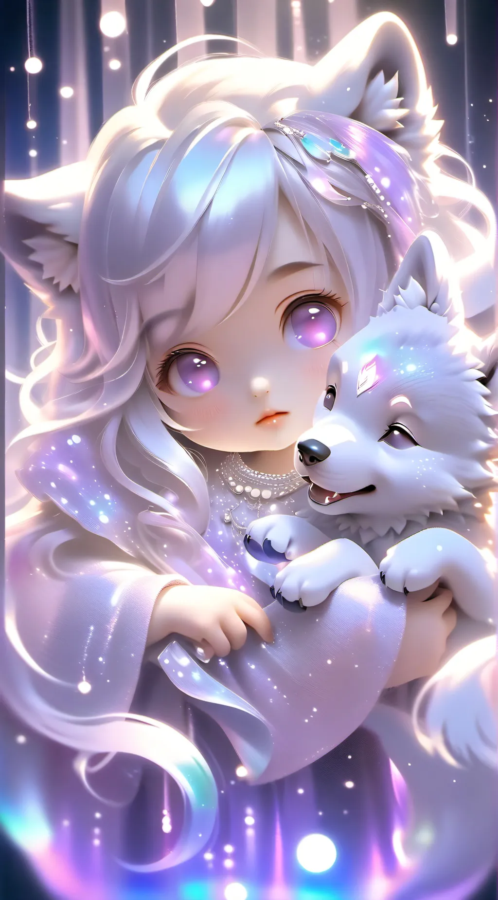 ai character: baby. wulf  background