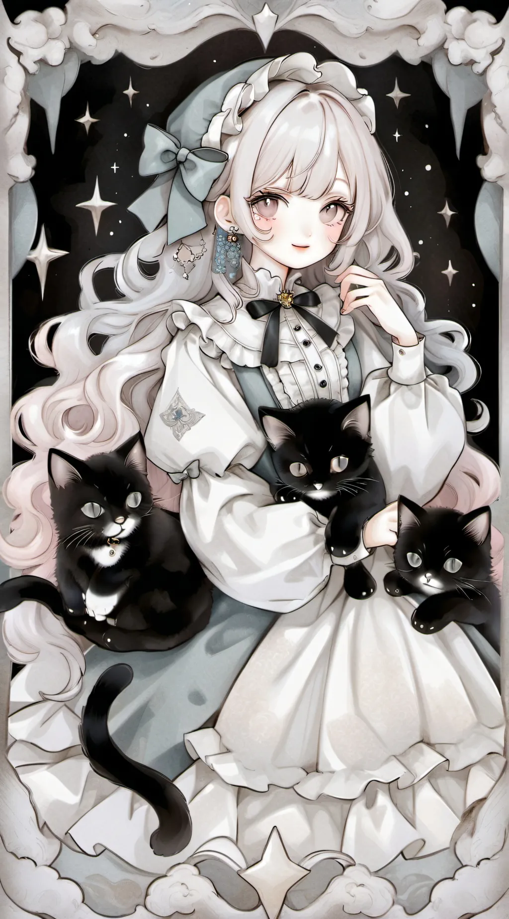ai character: miss thavel cat! background