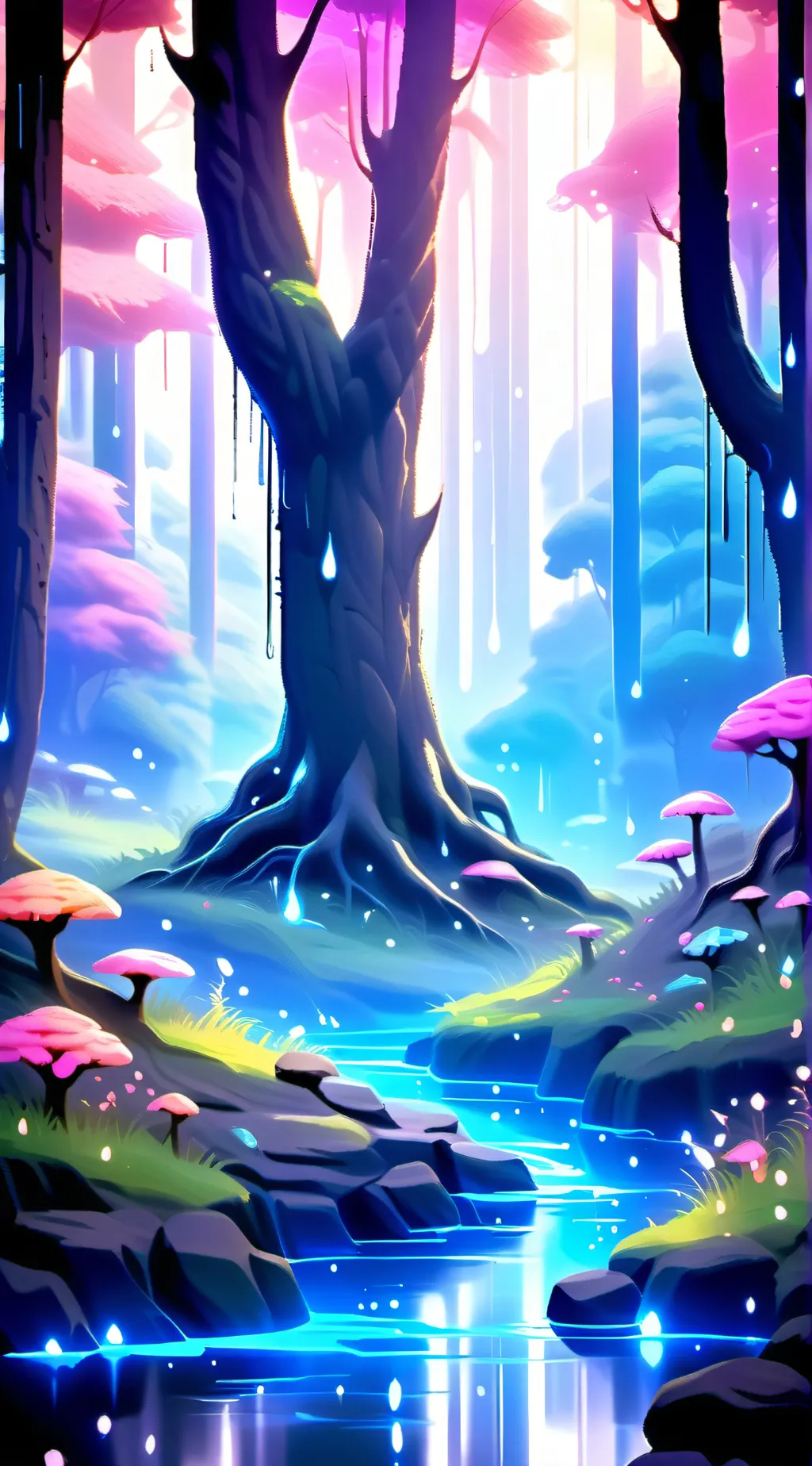 ai character: magical forest background
