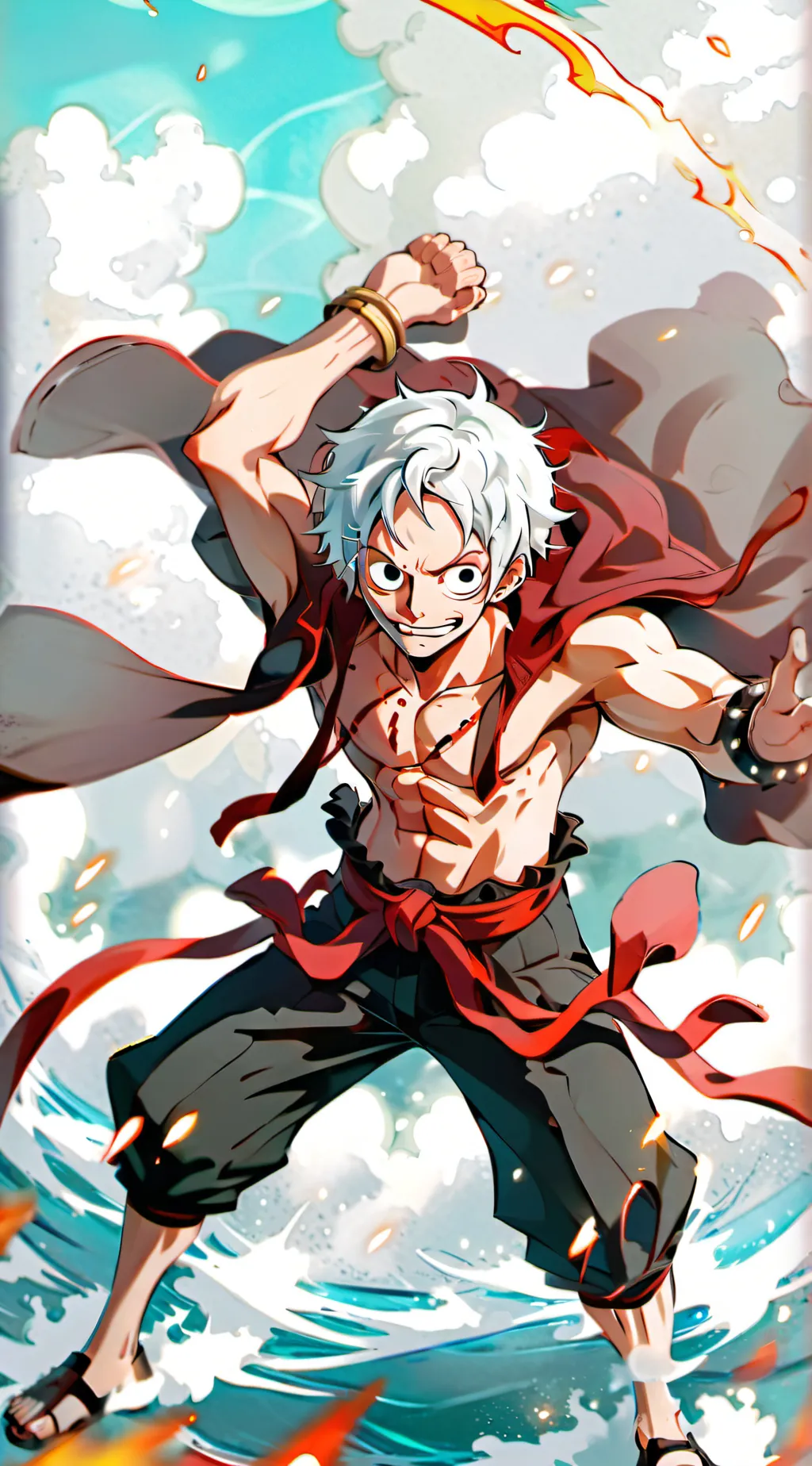 ai character:  gear 5 ace  nika background