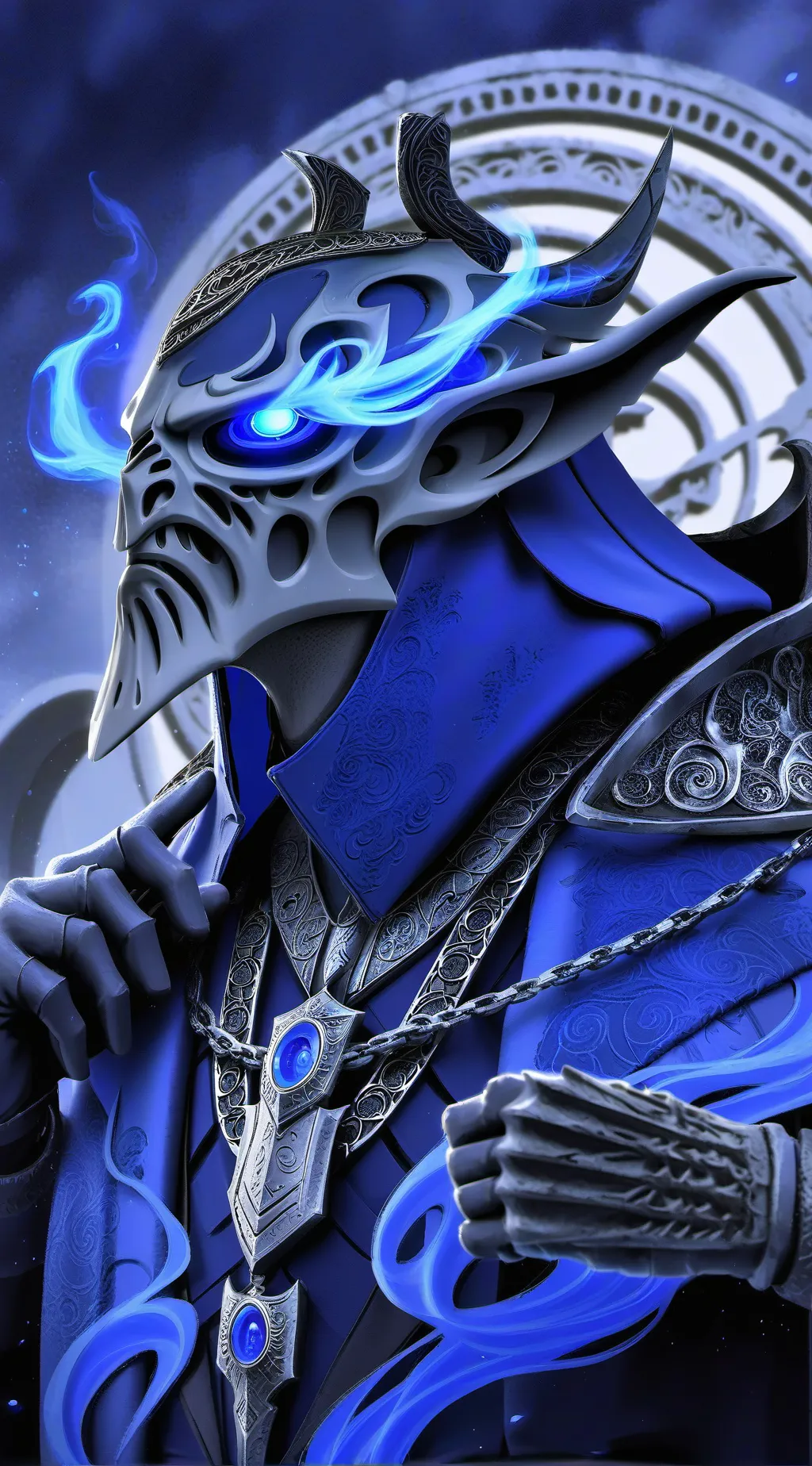 ai character: Blue darkness background