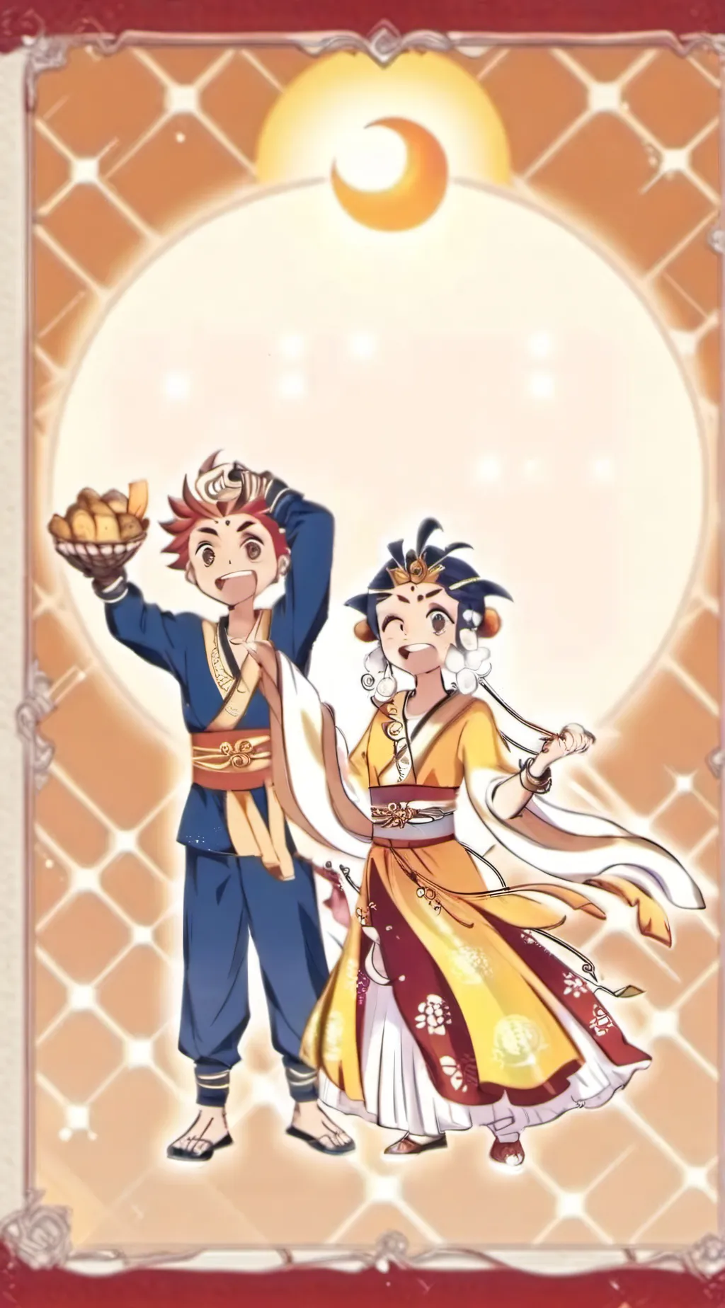 ai character: sun and moon background