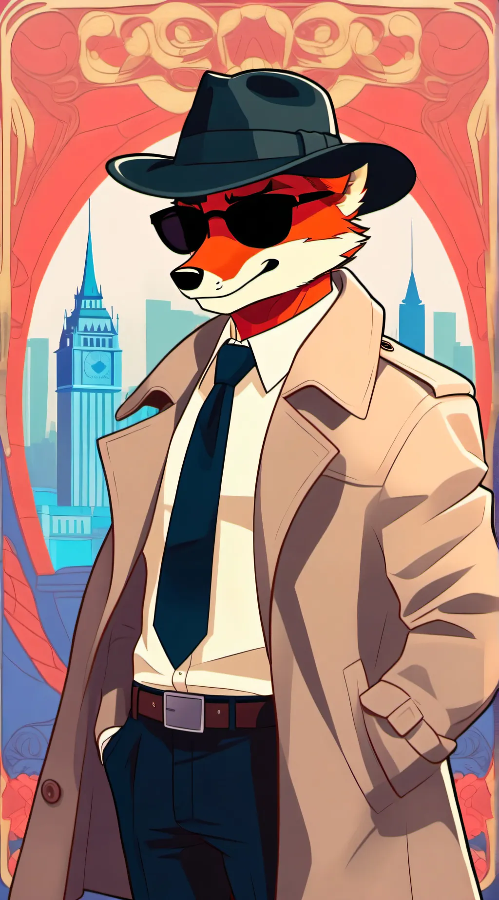 ai character: Detective Red  background