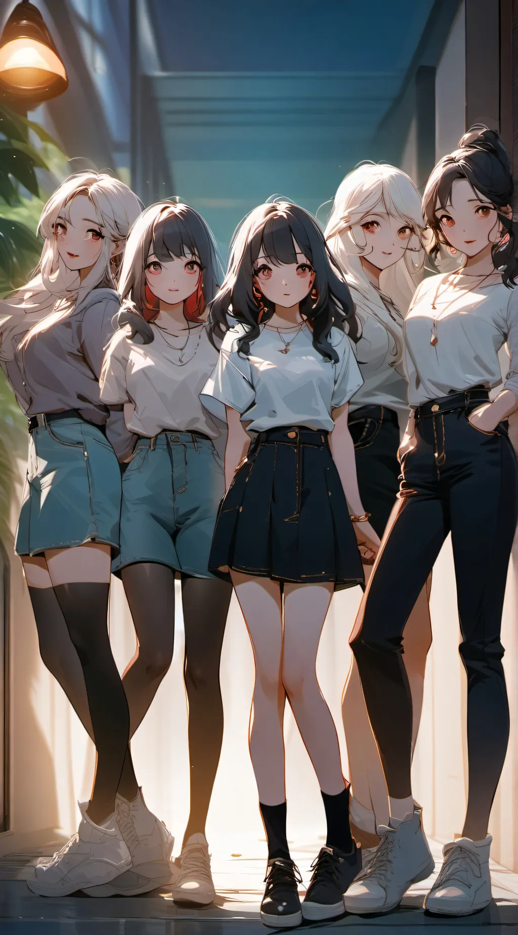 ai character: A group of girls background