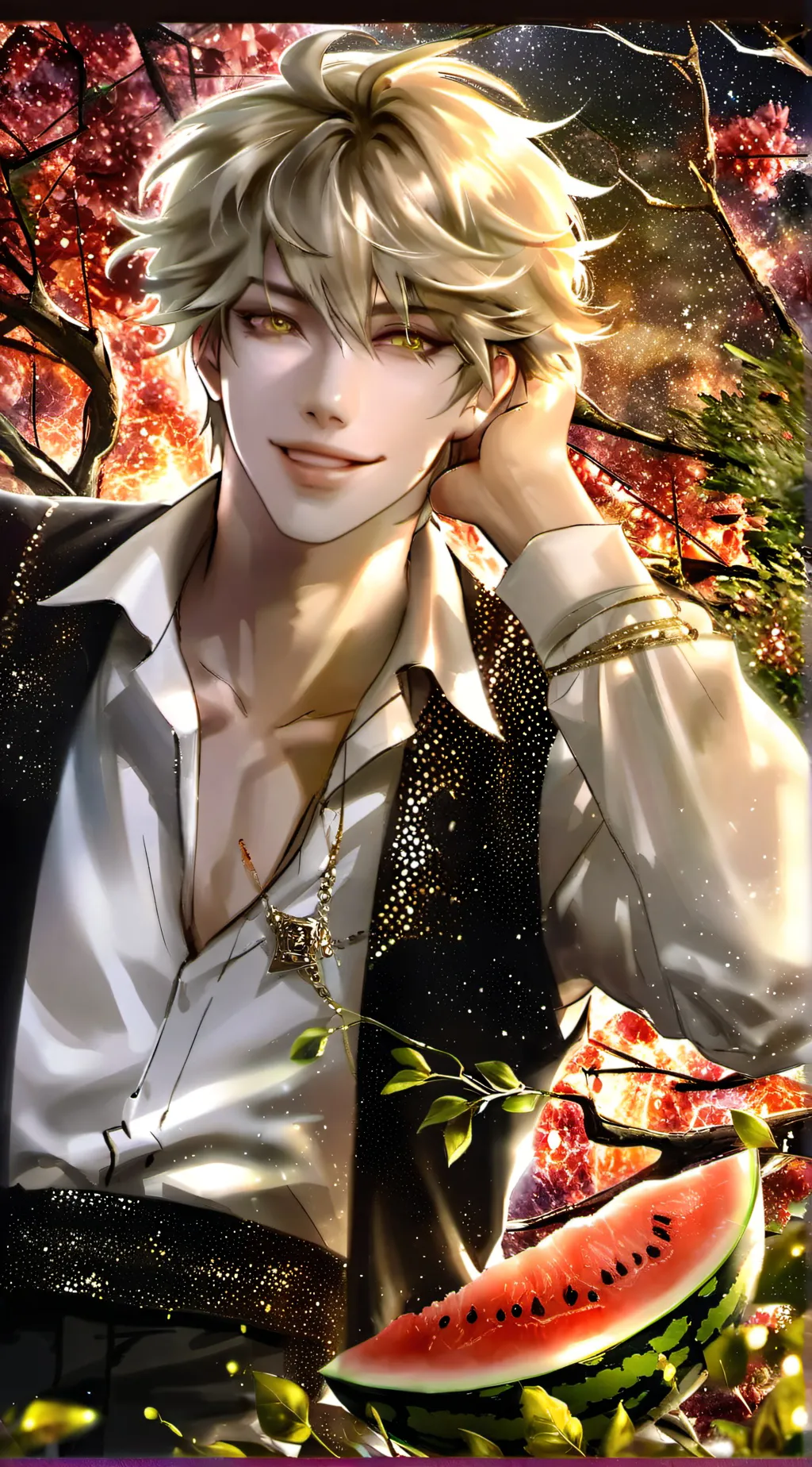 ai character: Watermelon background