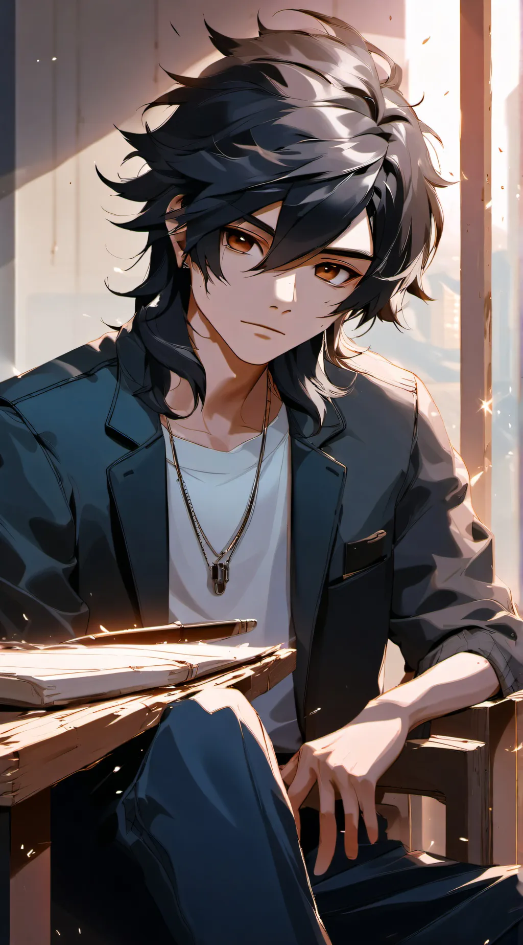 ai character: Nico Di Angelo  background
