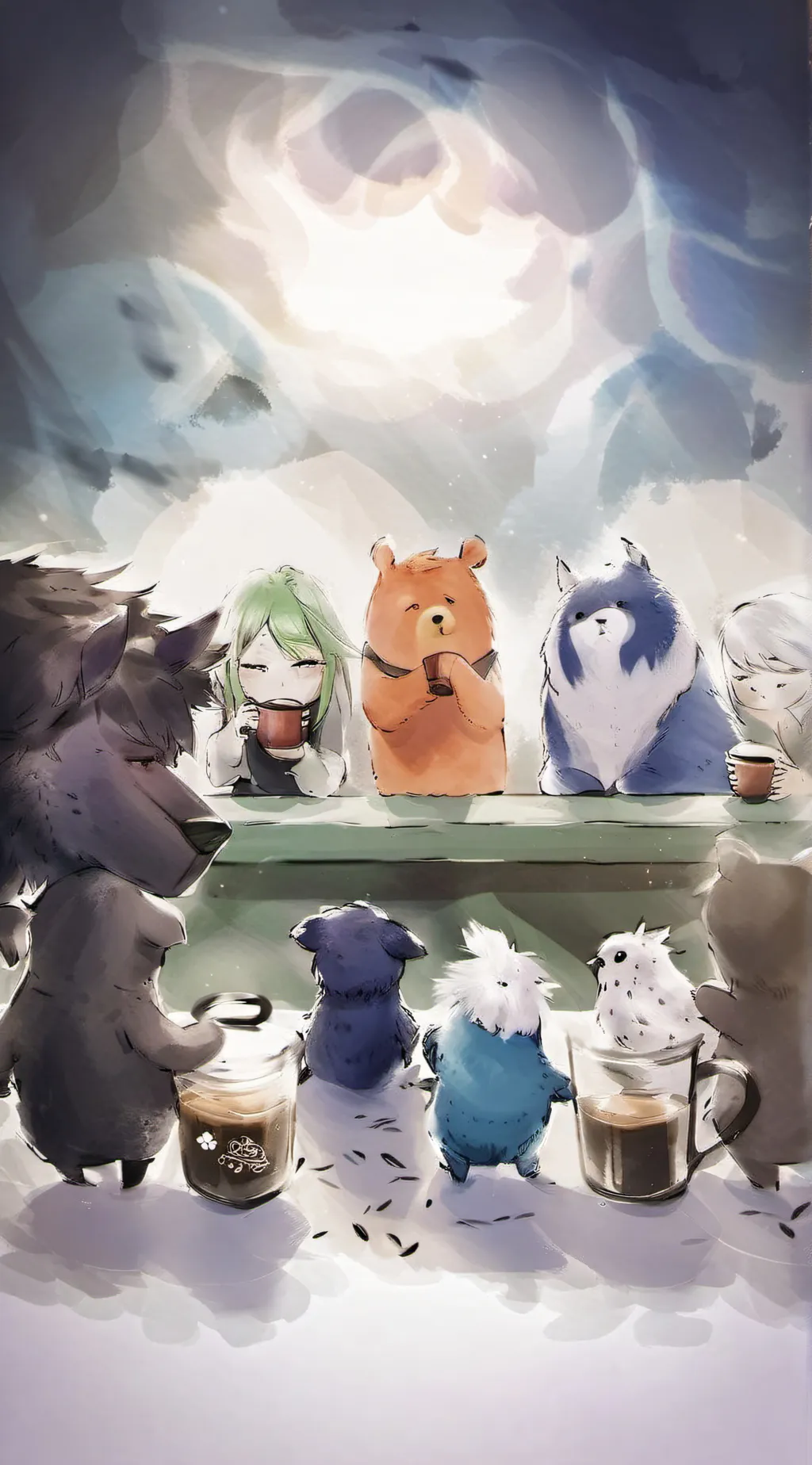 ai character: Frowning critters background