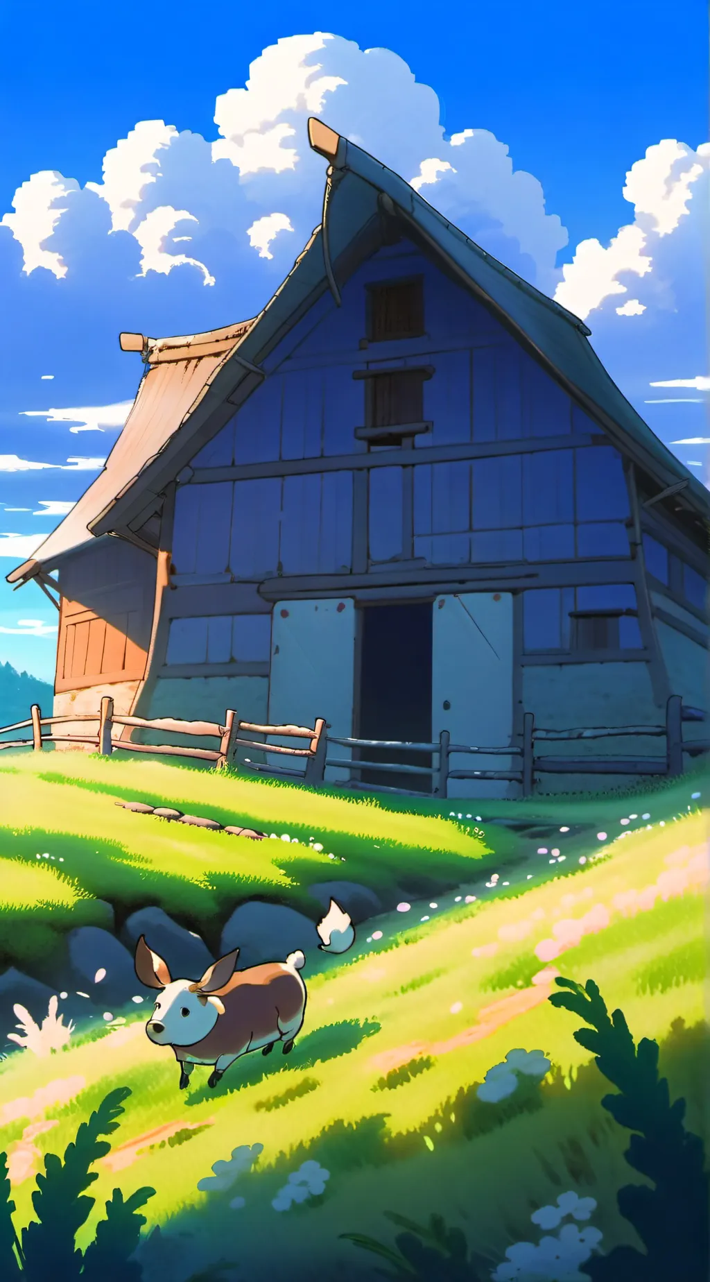 ai character: Old barn background