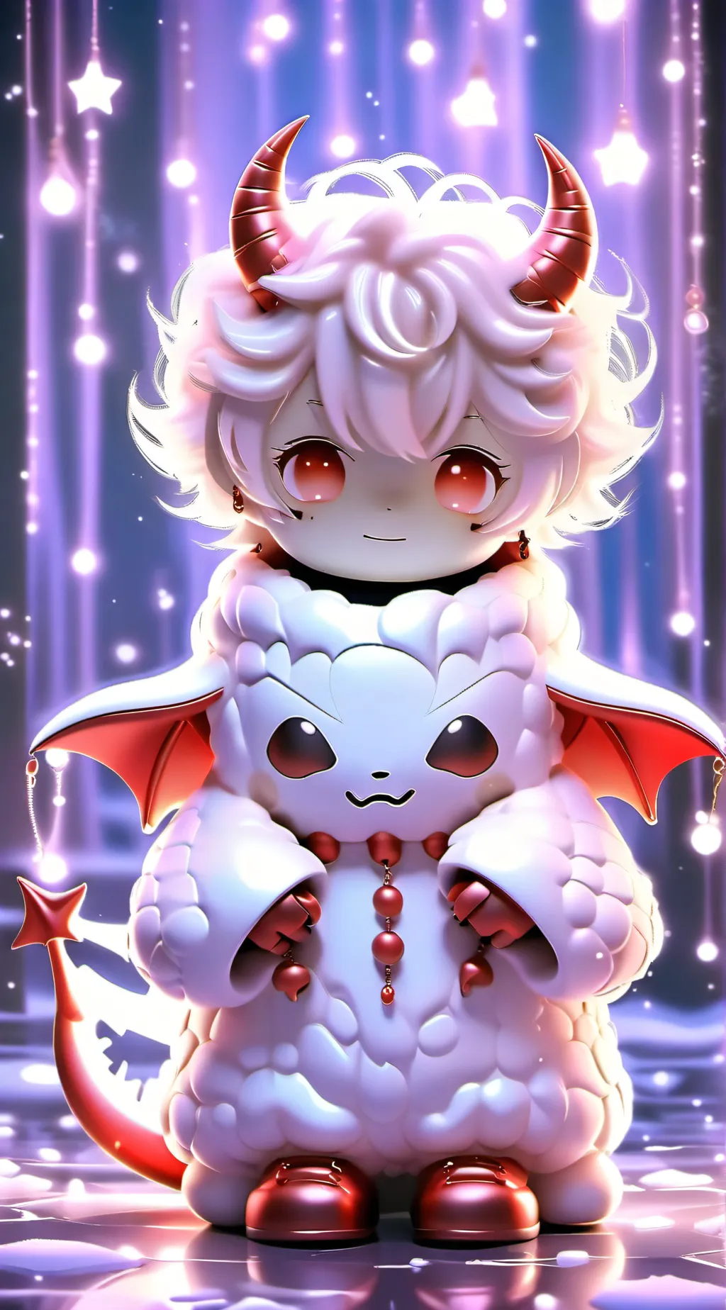 ai character: devil plushie  background