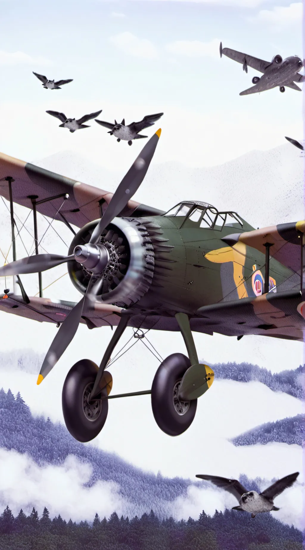 ai character: Ww1 French plane  background