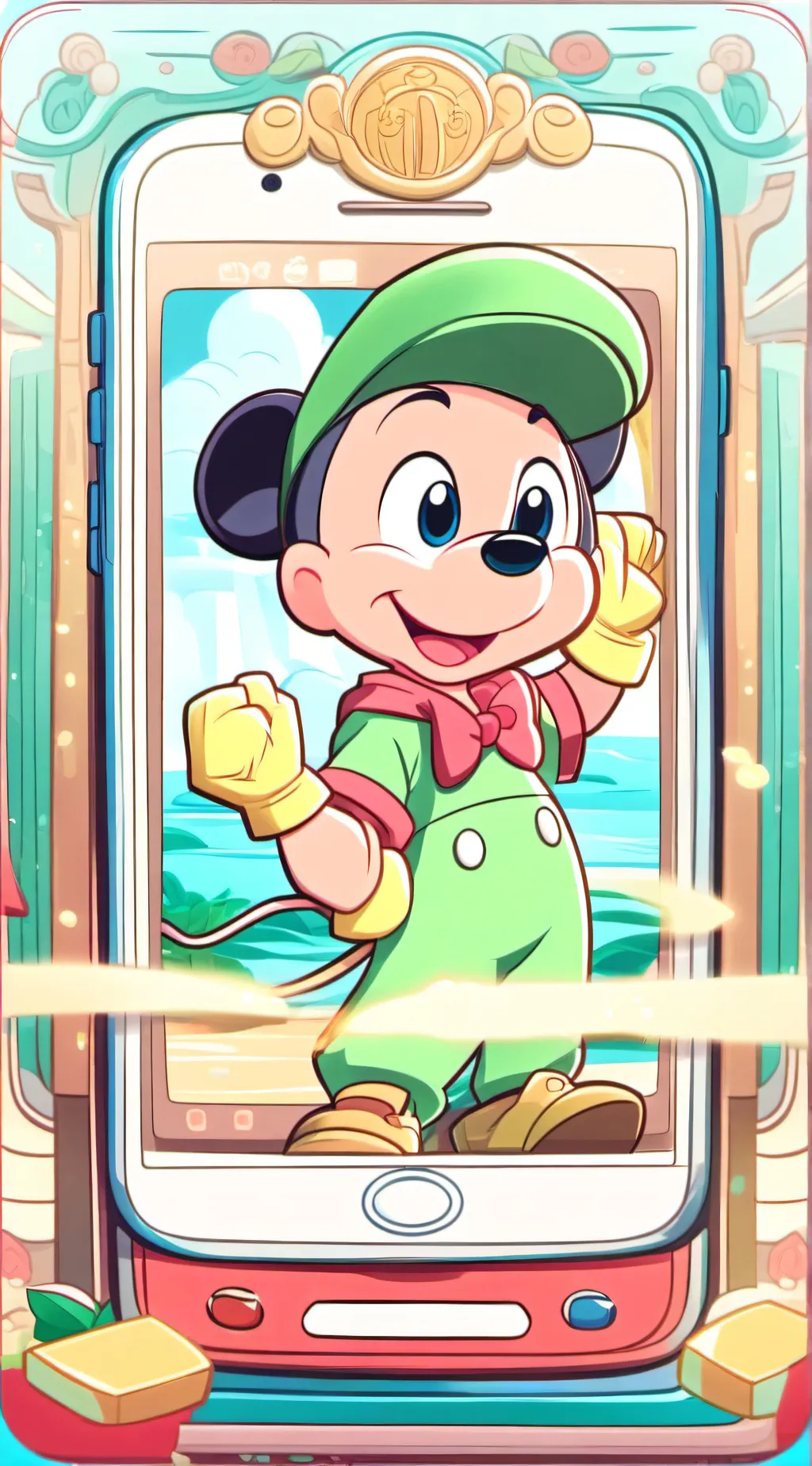 ai character: MICKEY MOUSEEE background