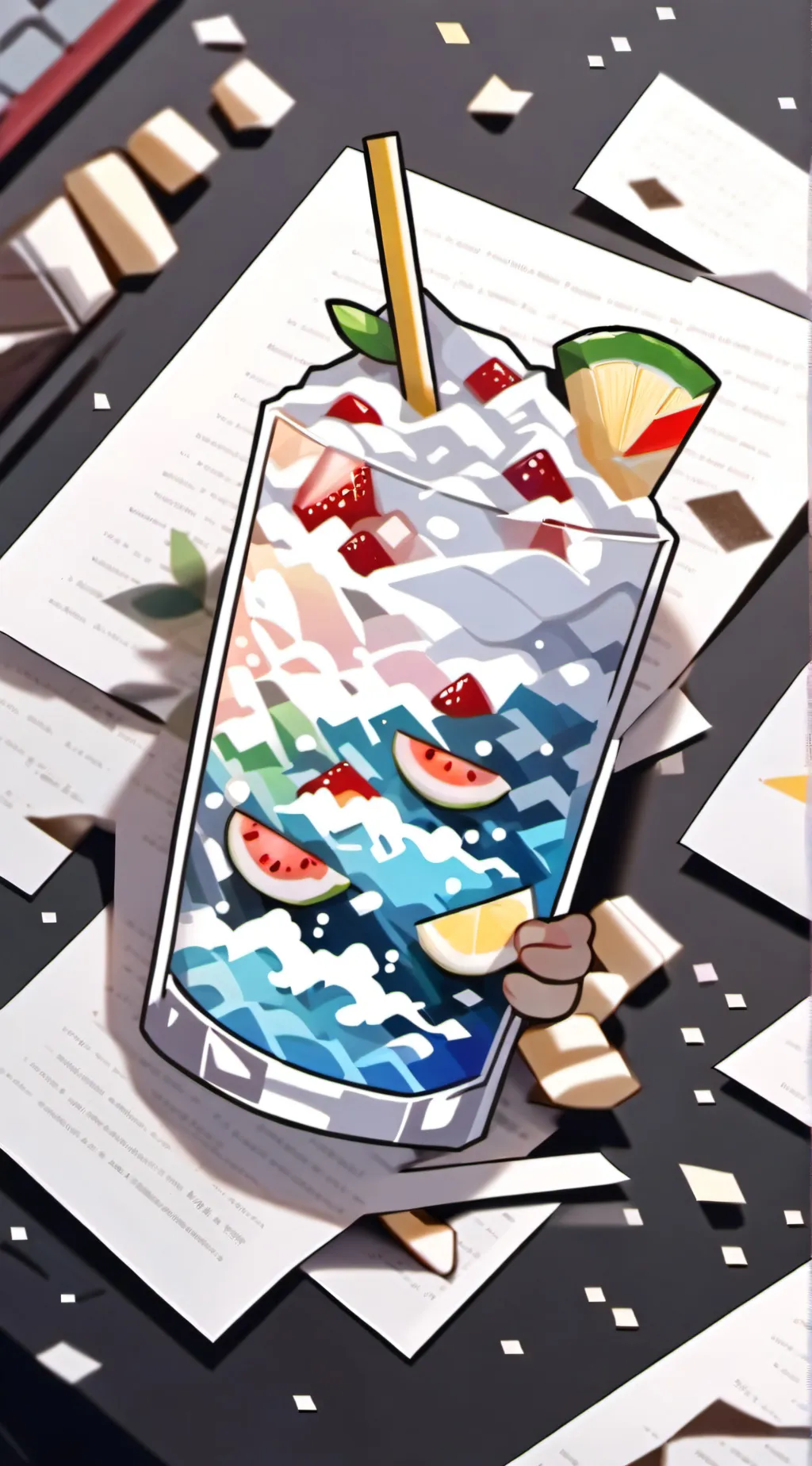 ai character: PixelDrink background