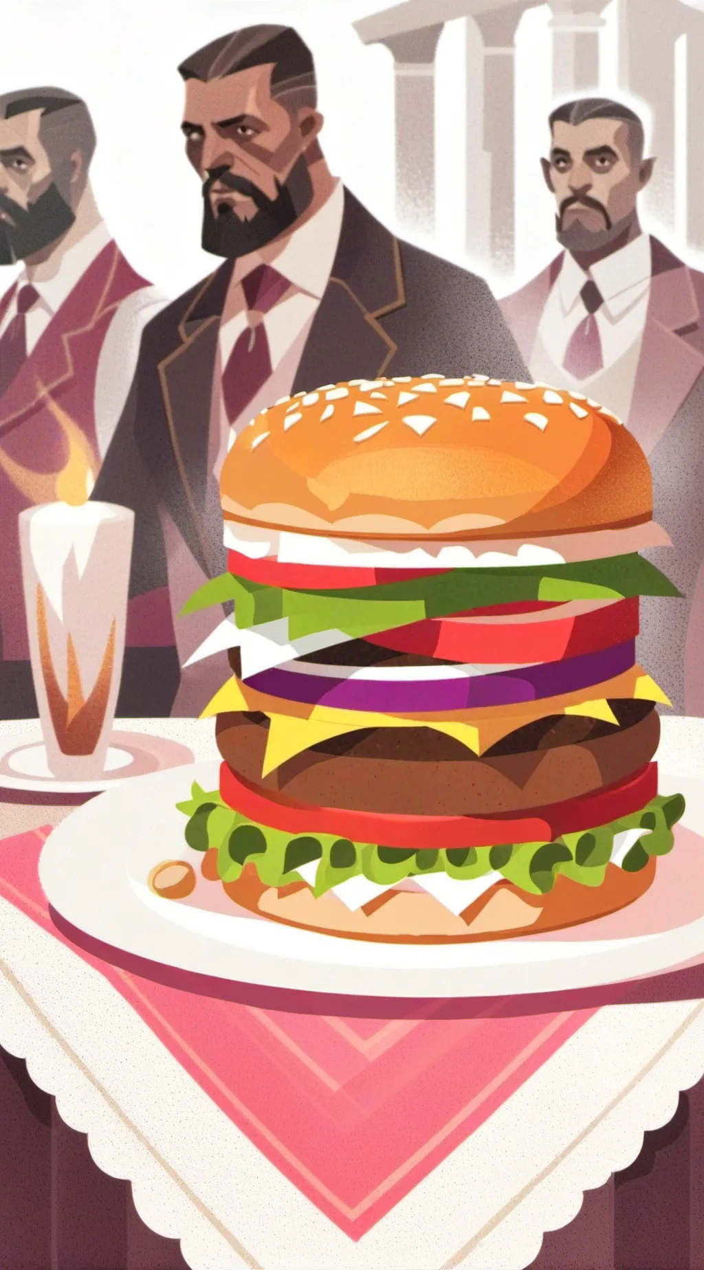 ai character: hamburger background