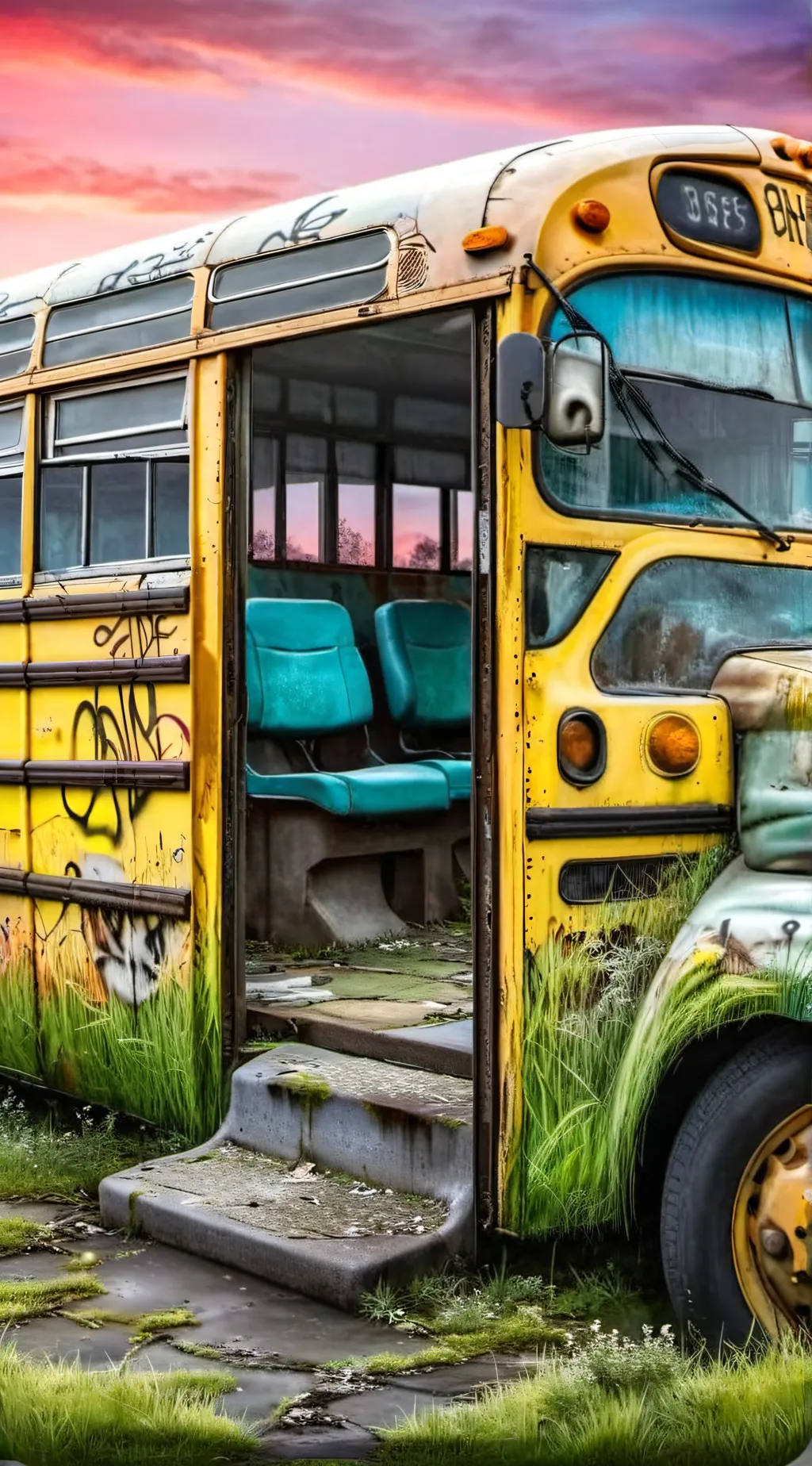 ai character: SchoolBusGraveyard background