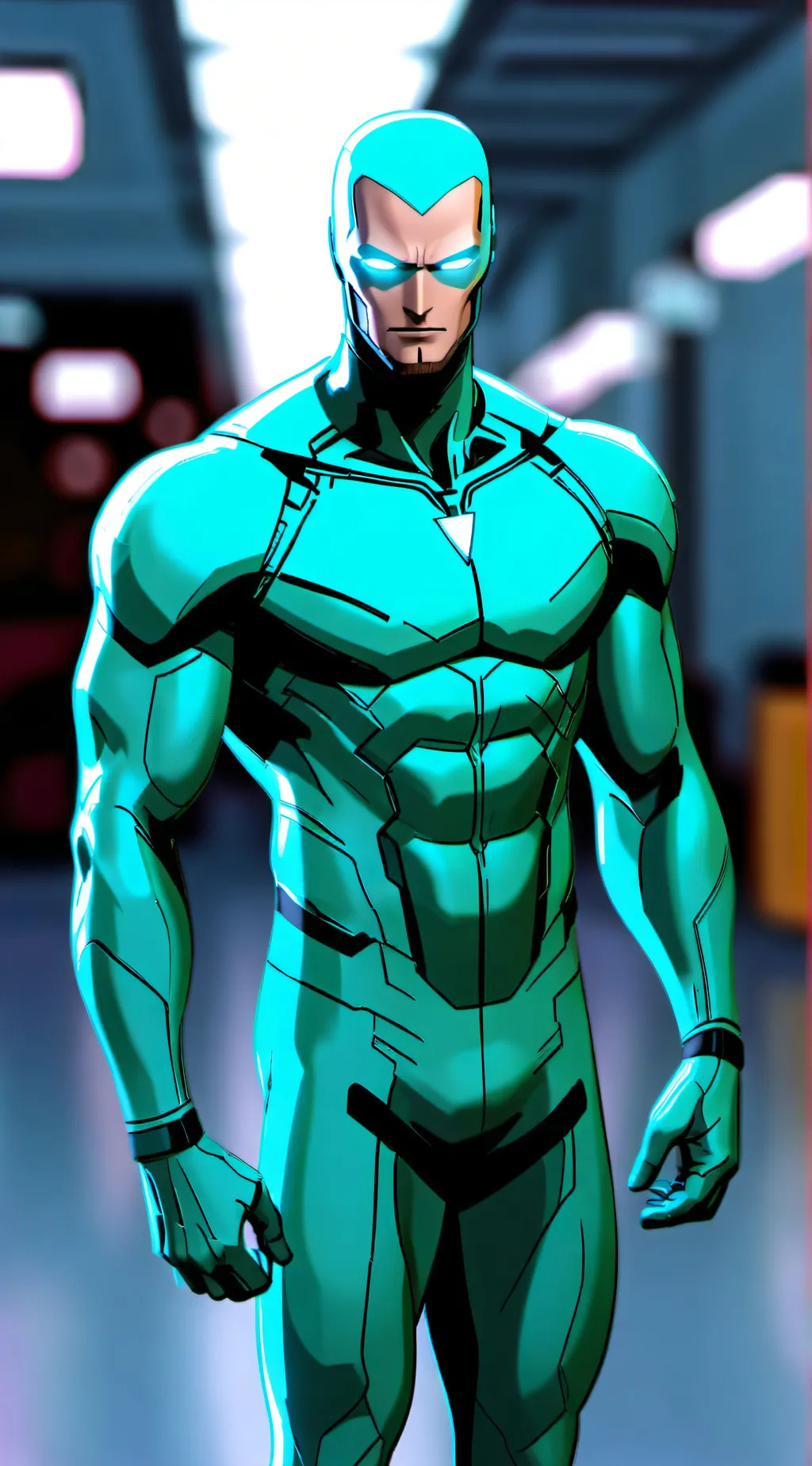 ai character: Blue light background