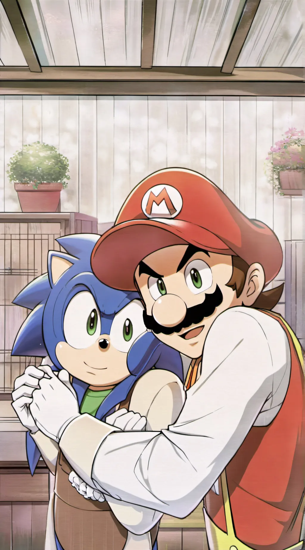 ai character: gay Mario + Sonic background