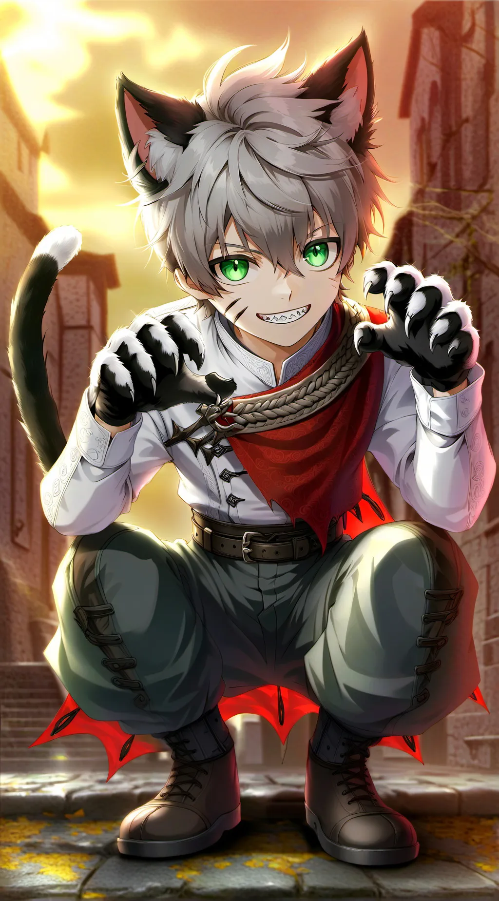 ai character: Demon Catboy background