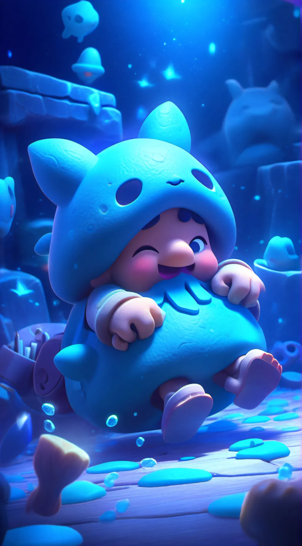 ai character: baby shark idk background