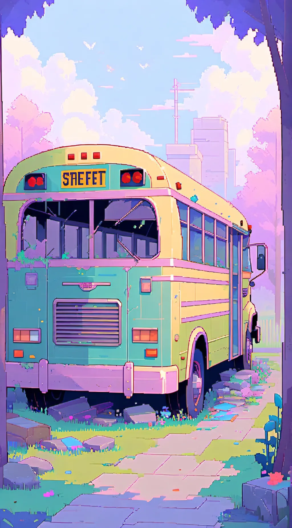 ai character: SchoolBusGraveyard background