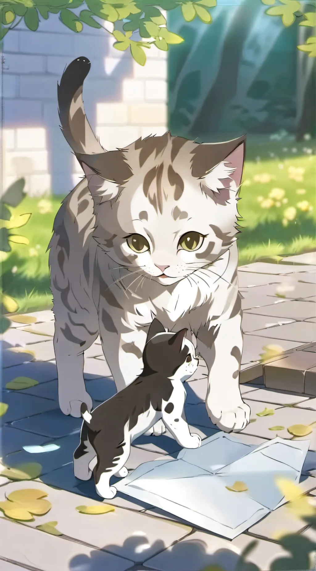 ai character: a cat and her baby background