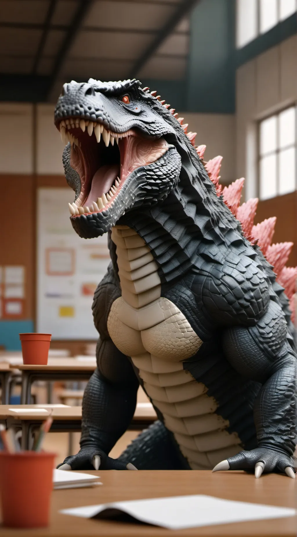 ai character: Kaiju school  background