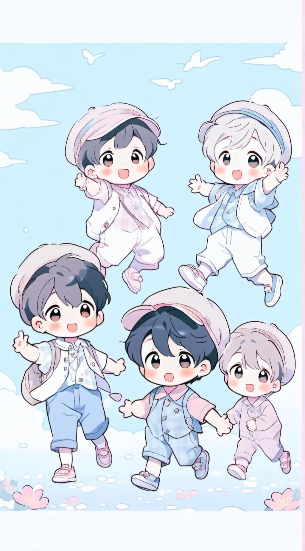 ai character: 6 babies background