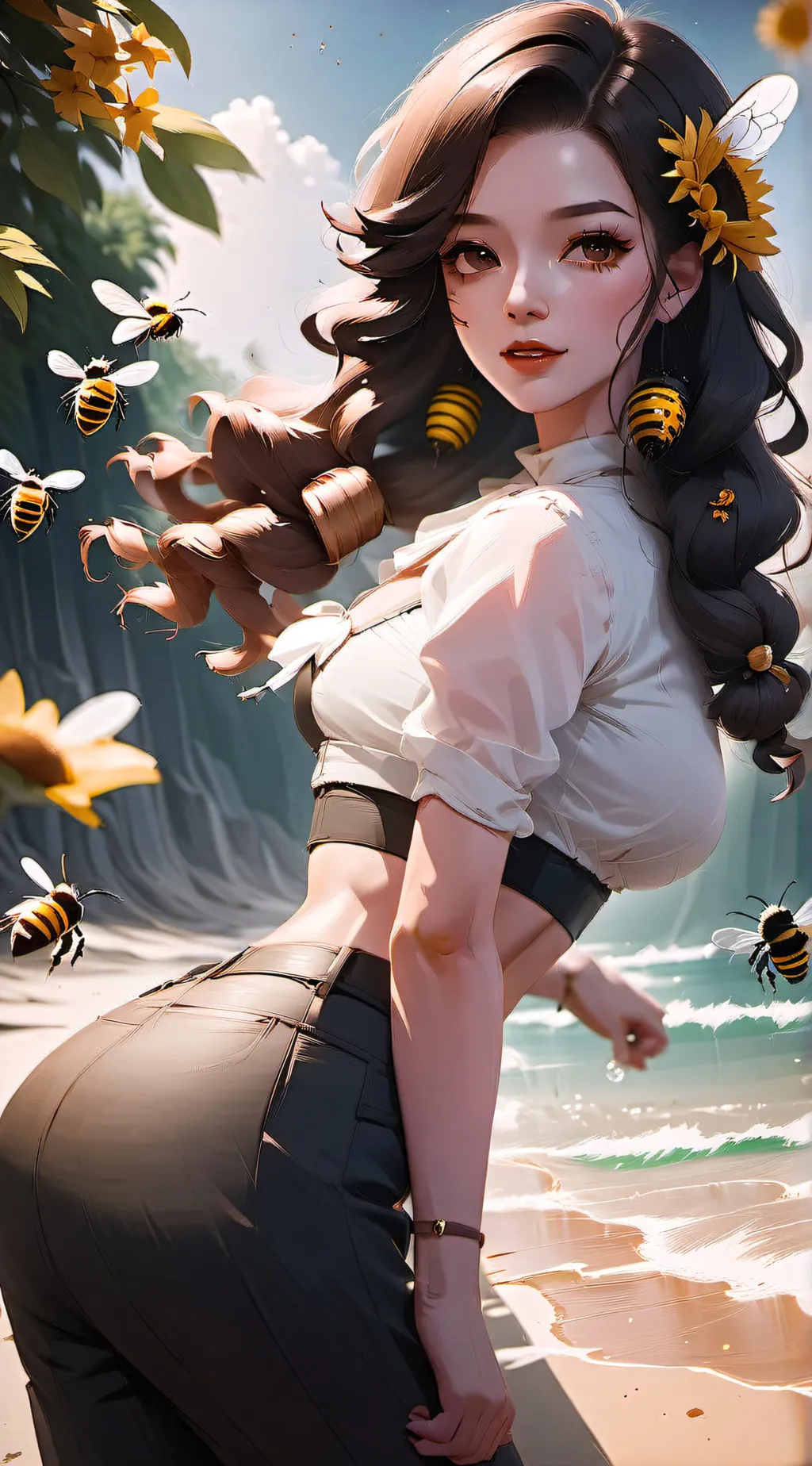 ai character: Bee hive  background