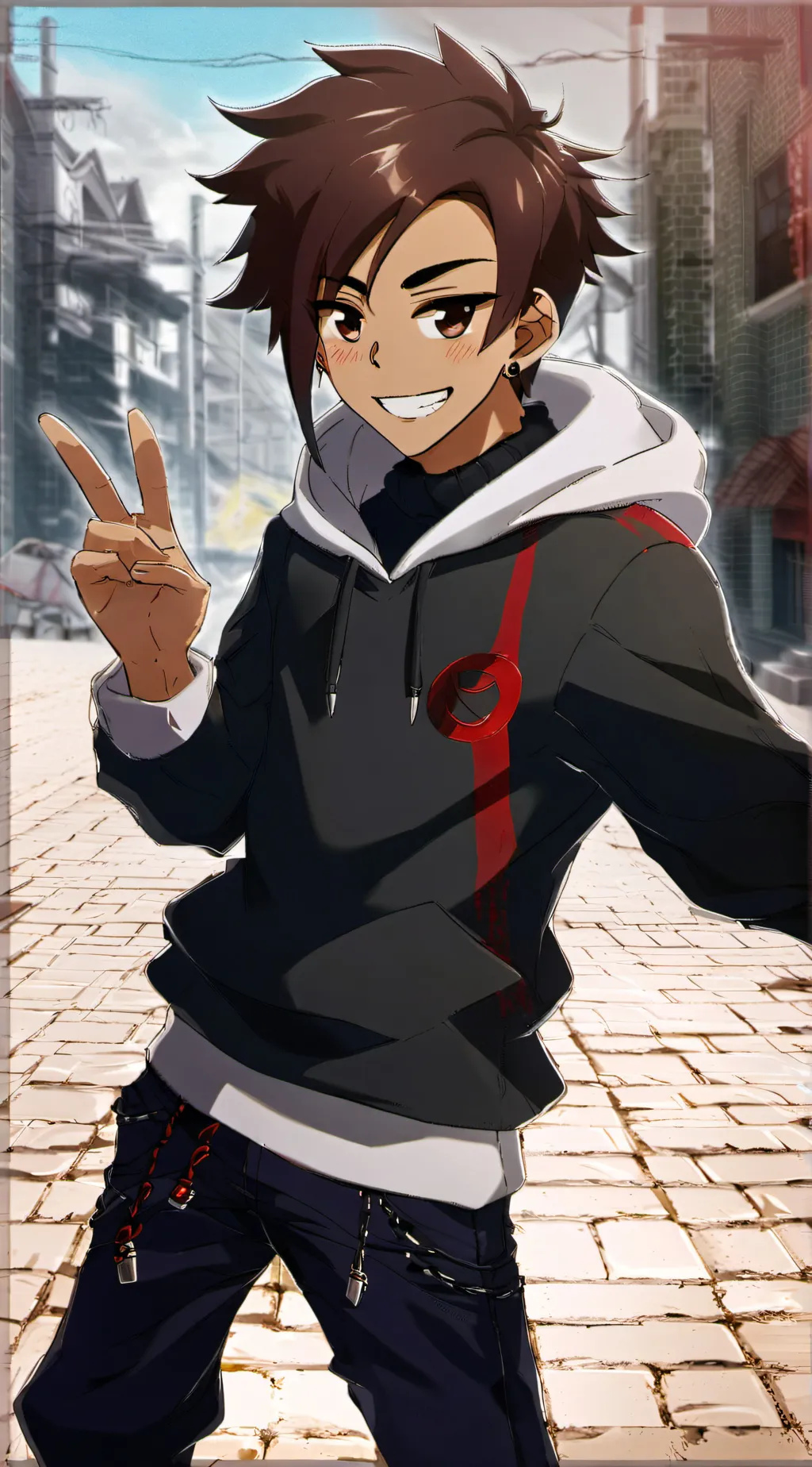 ai character: Firelight background
