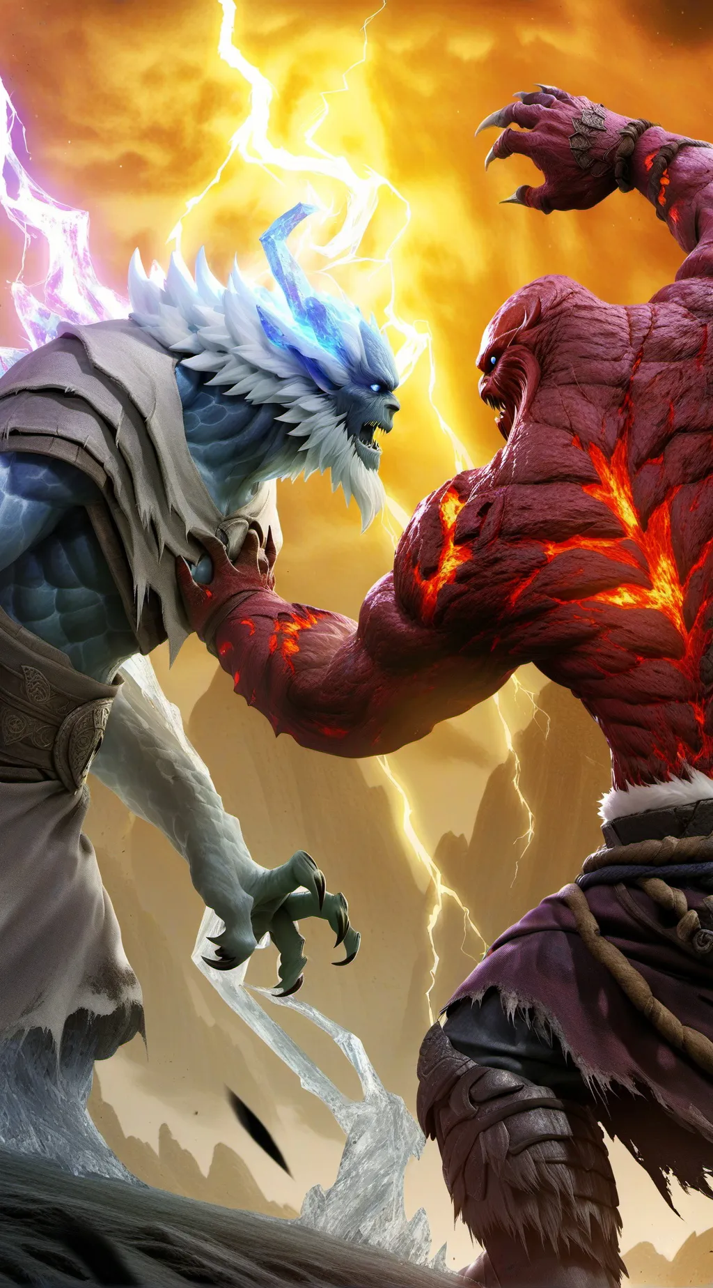 ai character: ice vs fire background