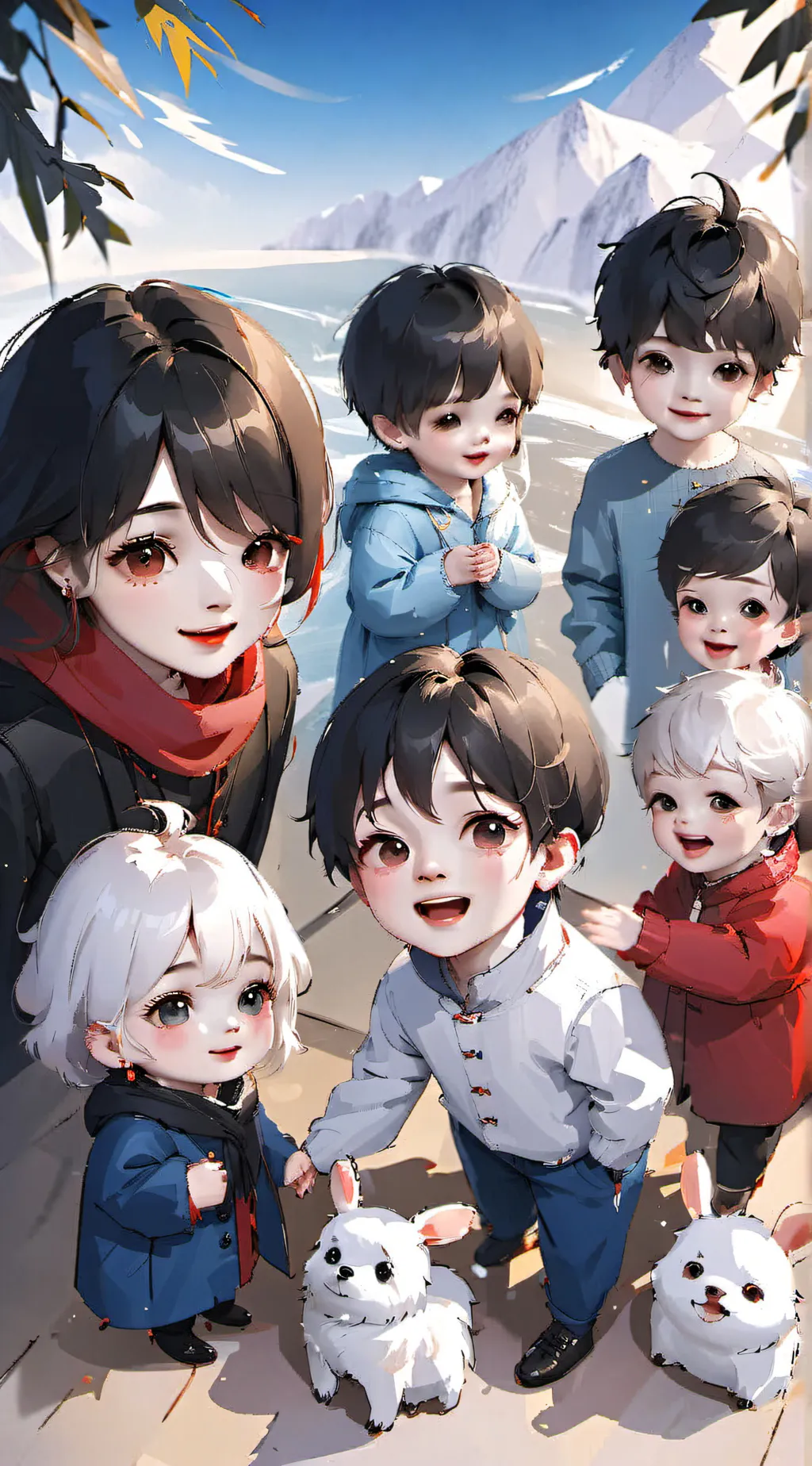 ai character: 6 babies background