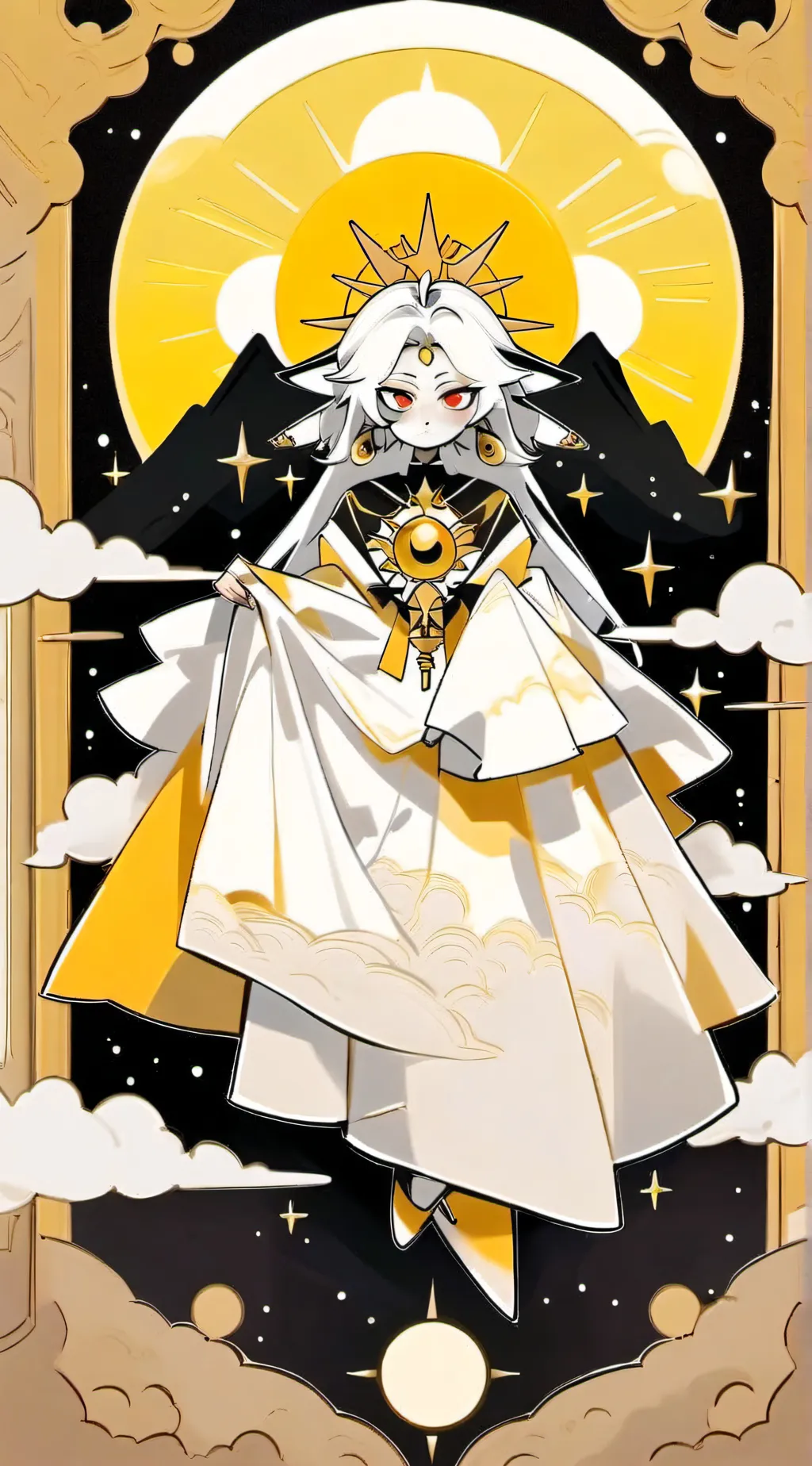 ai character: Sun and moon show  background