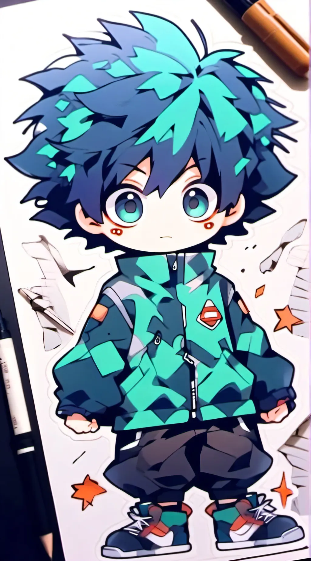 ai character: MHA DEKU AT 3AM background