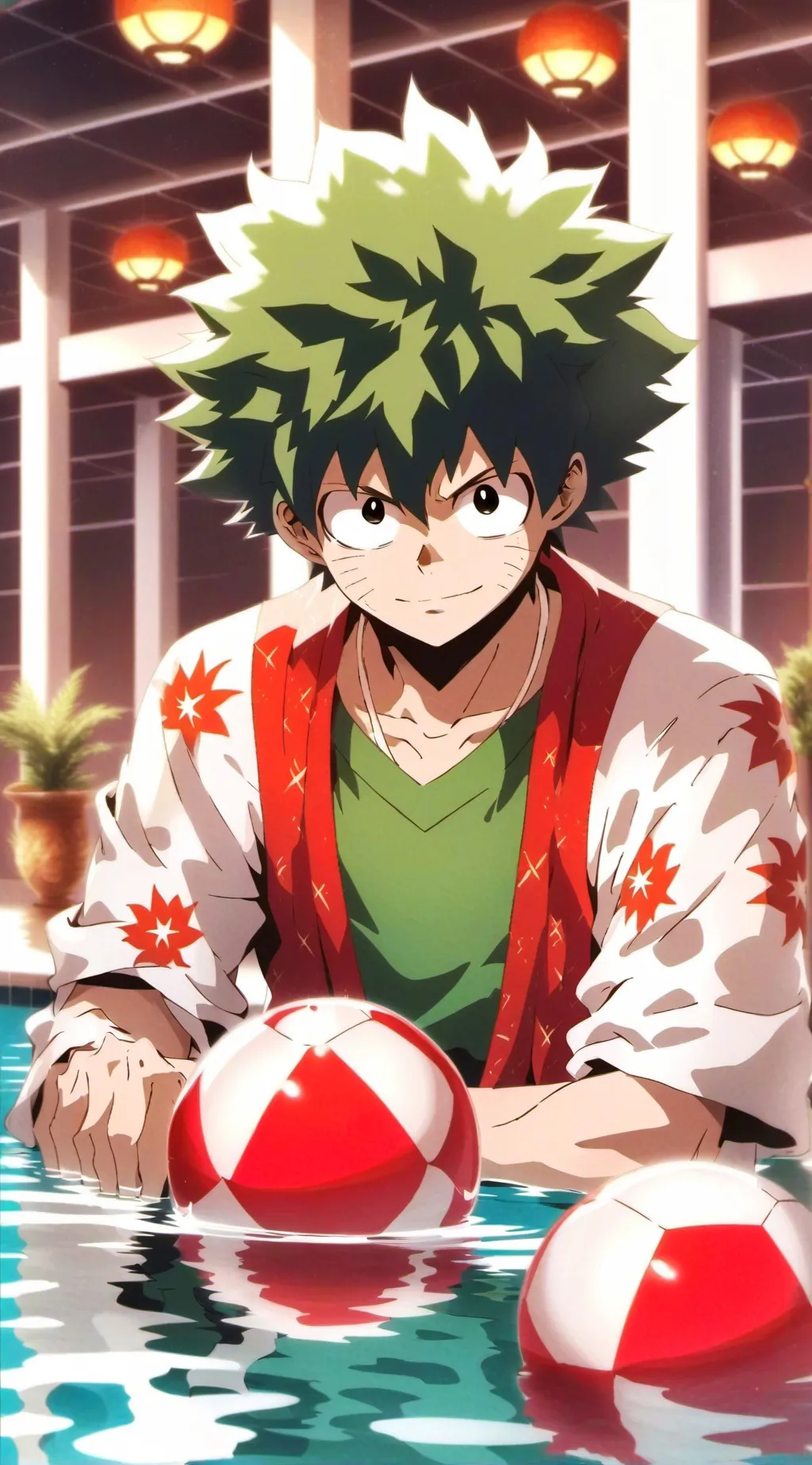 ai character: Mha pool party background