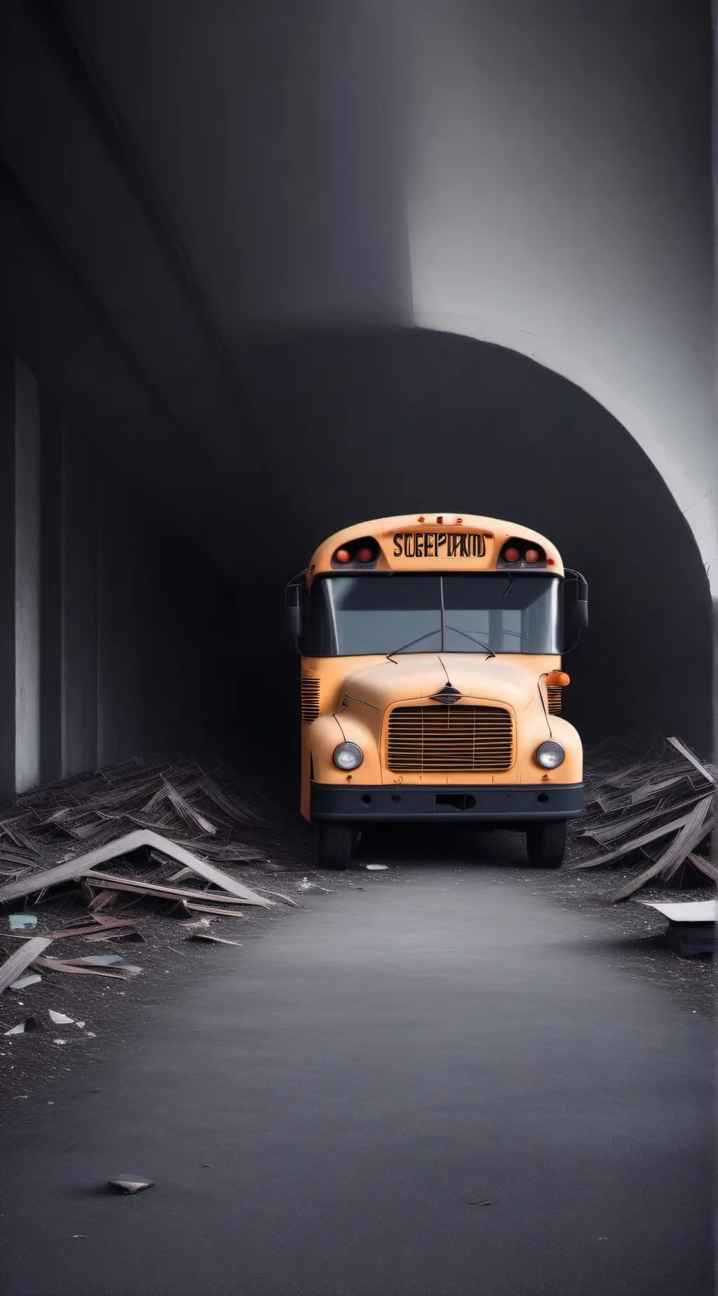 ai character: SchoolBusGraveyard background