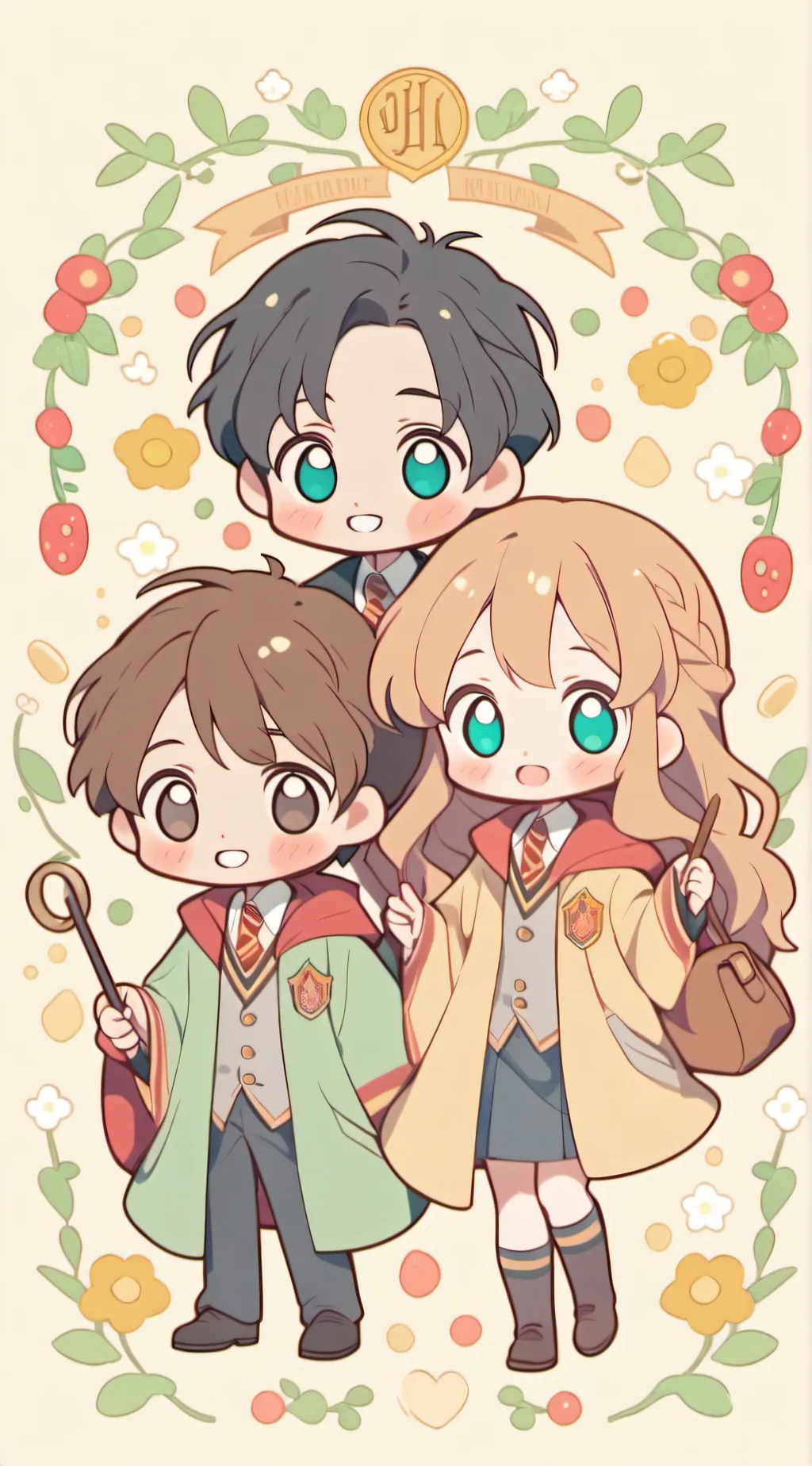 ai character: Harry Ron Hermione background