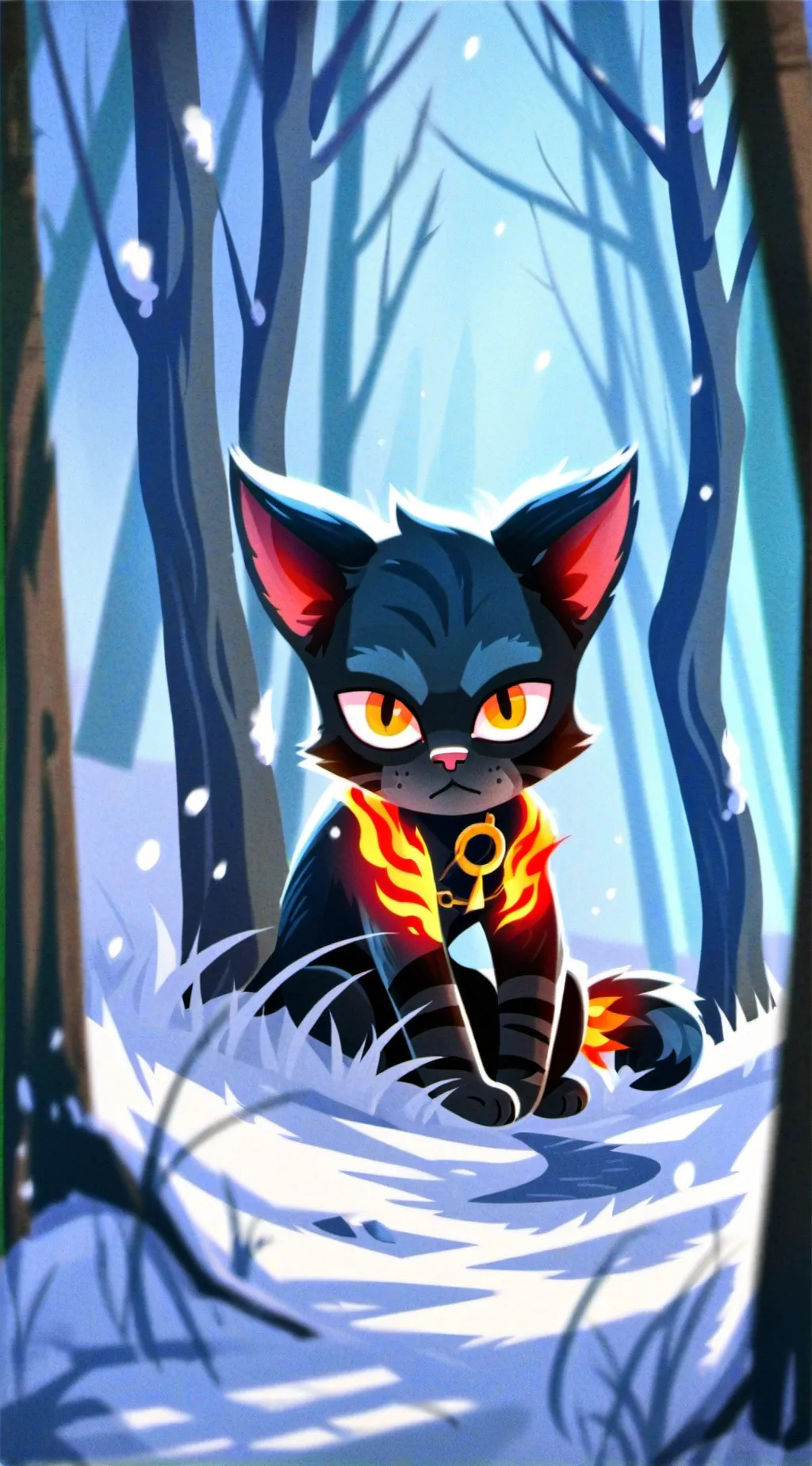 ai character: Nameless fire cat background