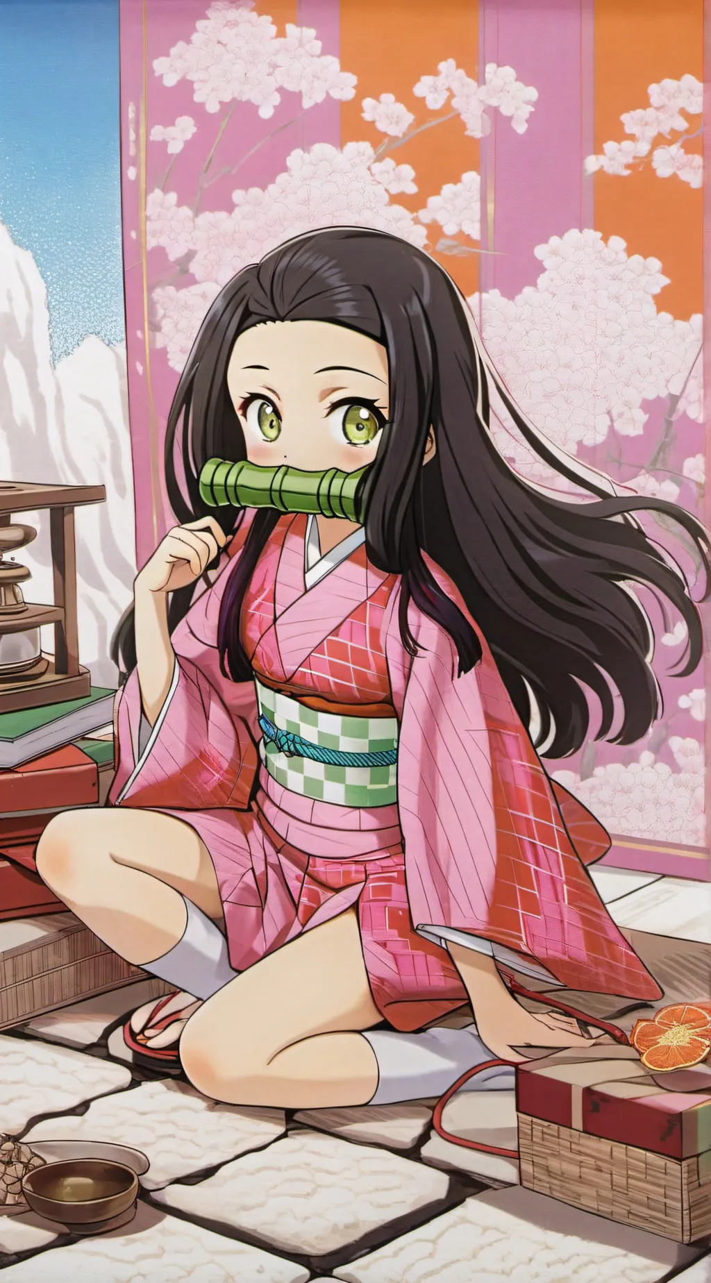 ai character: nezuko kamado background