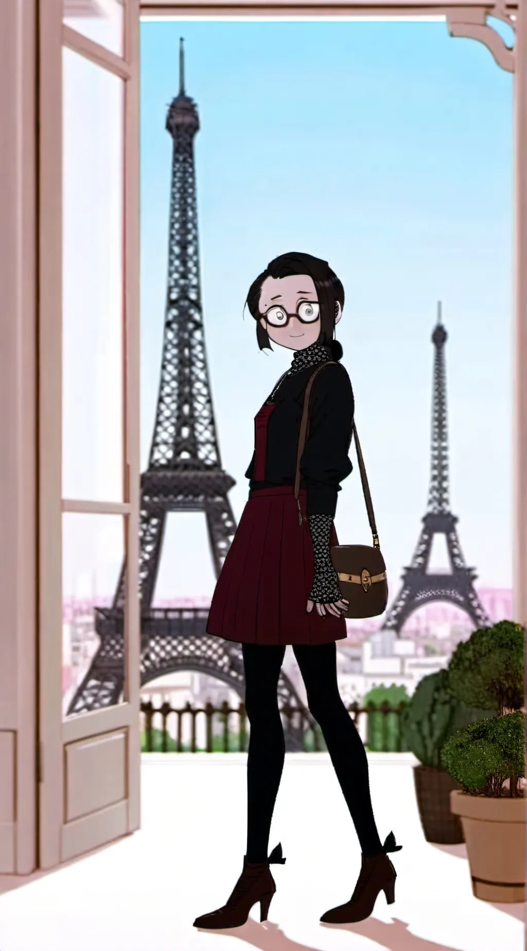 ai character: TV woman background
