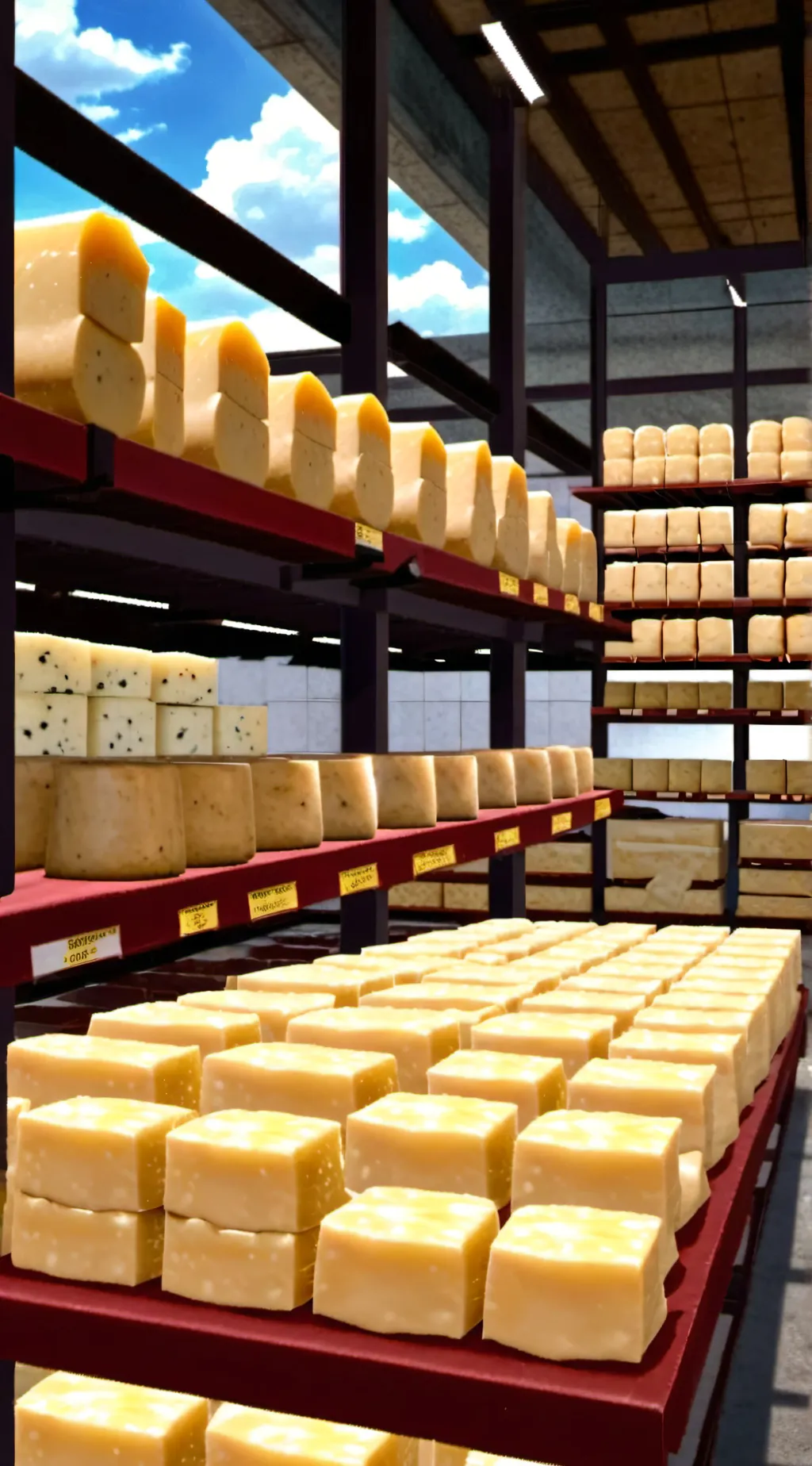 ai character: cheese factory background