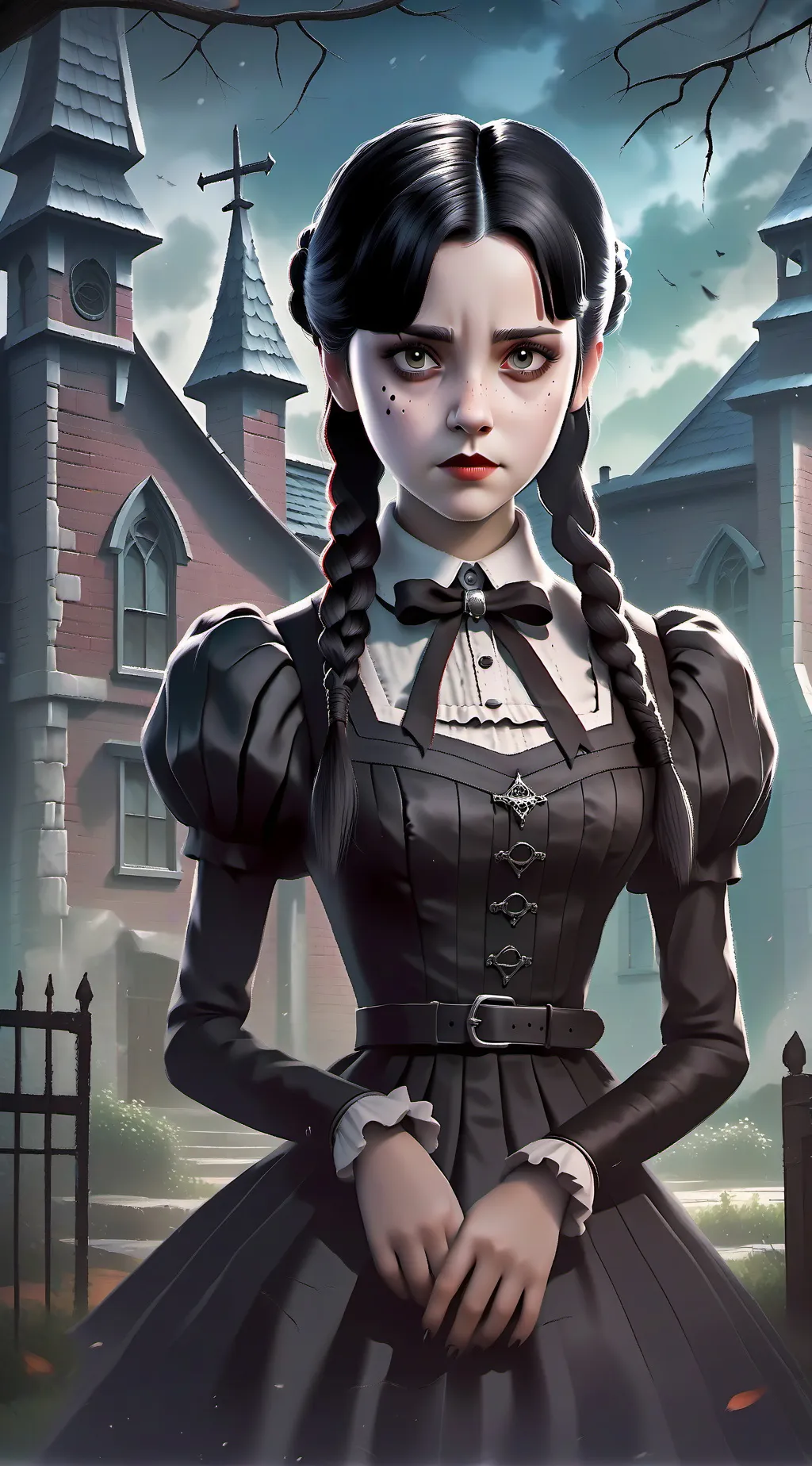 ai character: Wednesday Addams background